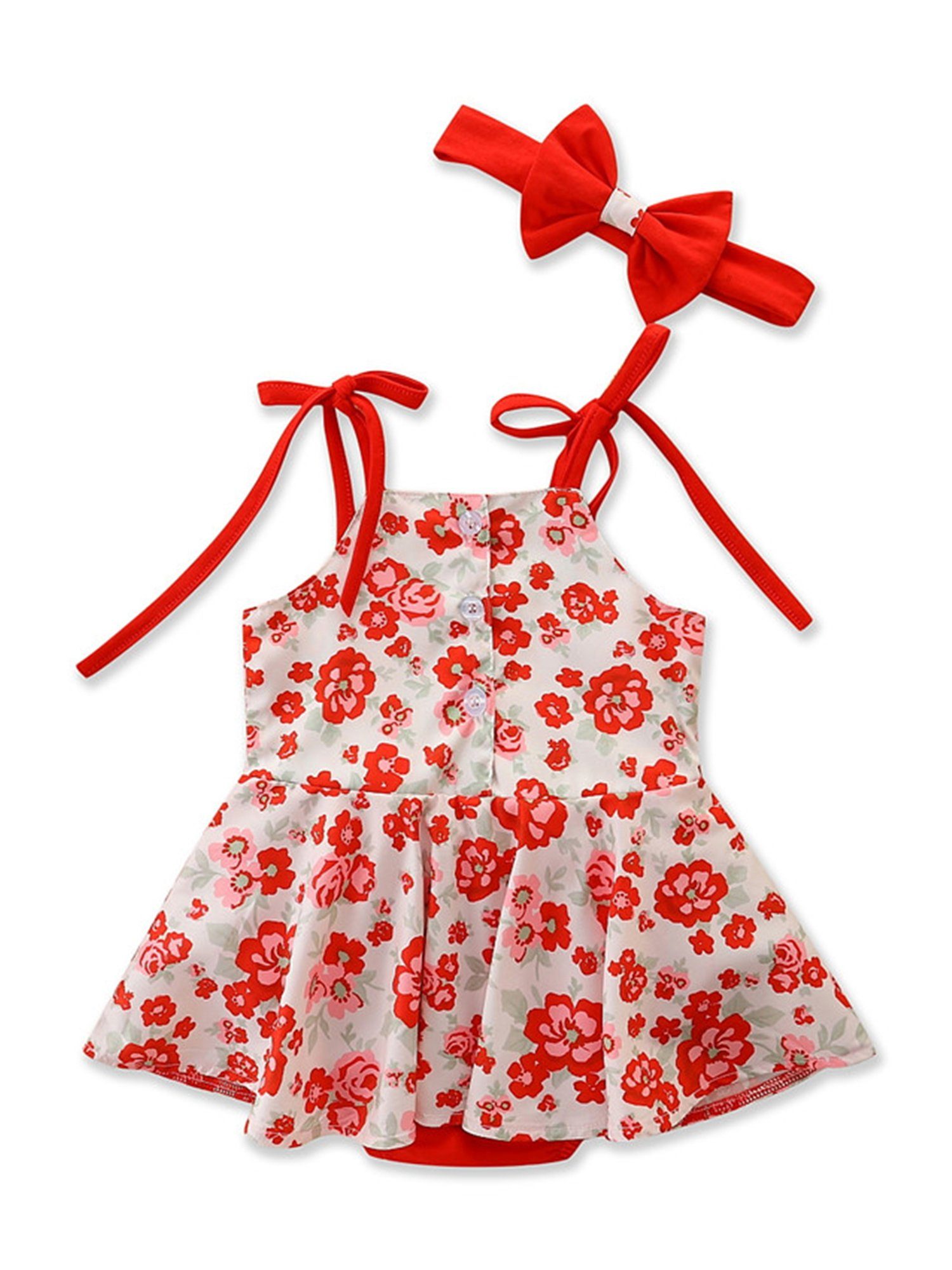 Kinder Mädchen (Gr. 50 - 92) LAPA Strandoverall Baby Mädchen Blumendruck Slip Kleid, Strandkleid