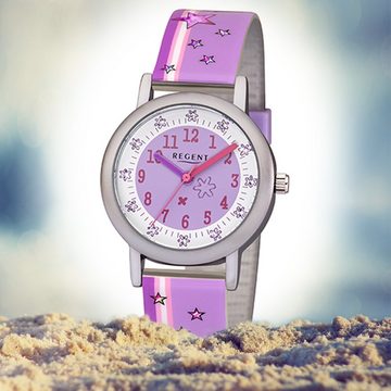 Regent Quarzuhr Regent Kinder-Armbanduhr lila Analog, Kinder Armbanduhr rund, klein (ca. 28mm), Kunststoffarmband
