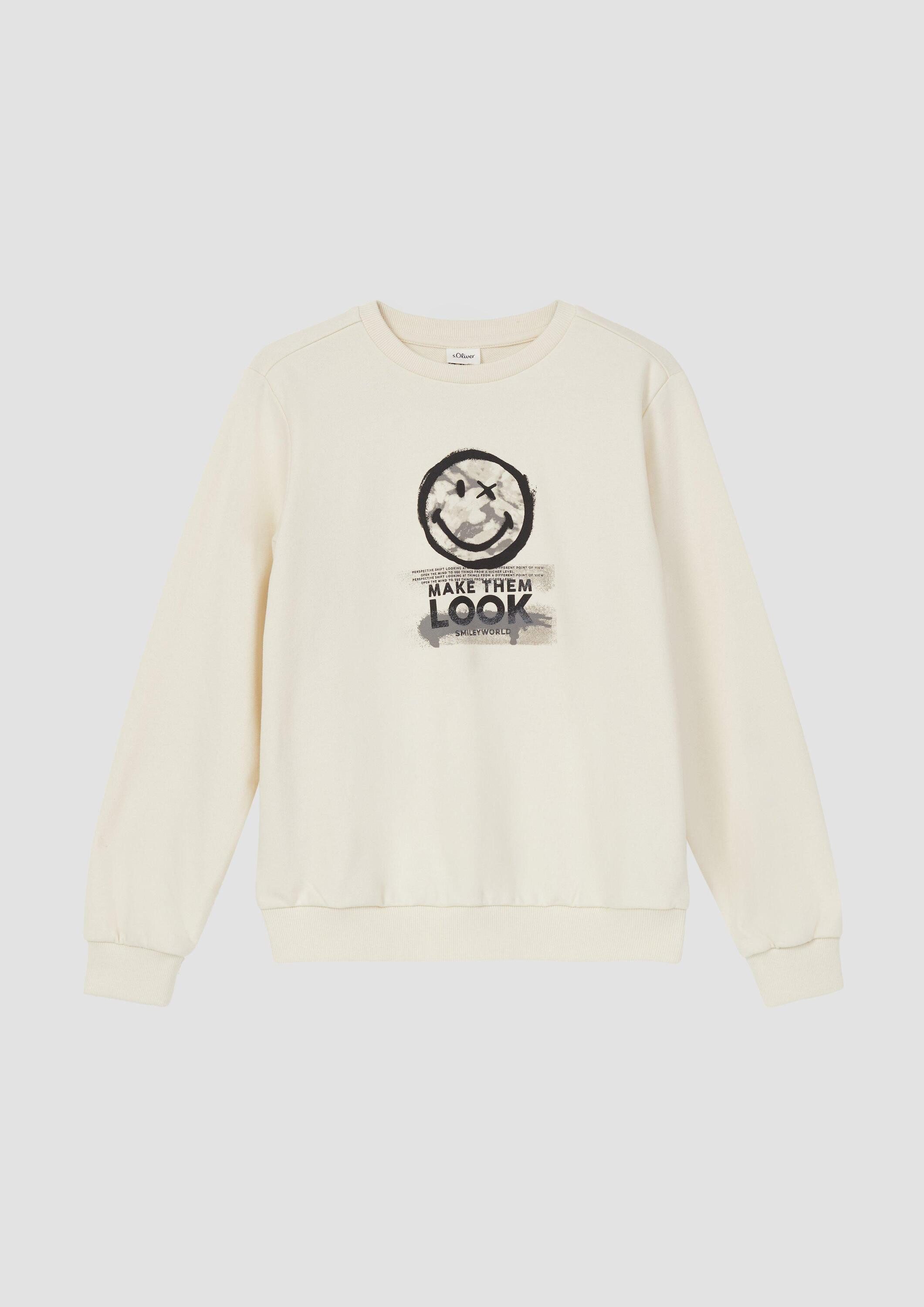 s.Oliver Sweatshirt Sweatshirt Sweatshirt aus Baumwollmix mit Smiley®-Print