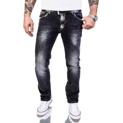 Rock Creek Slim-fit-Jeans Herren Jeans Stonewashed Dunkelgrau RC-2143