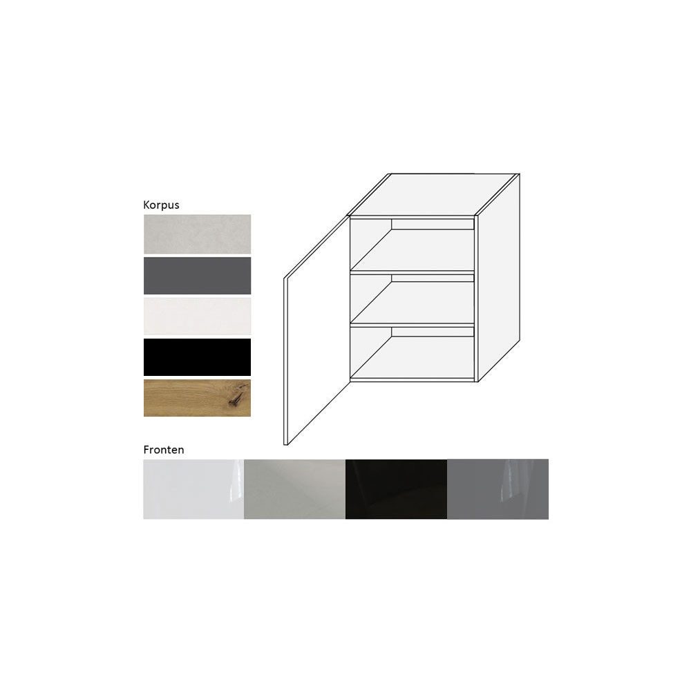 Feldmann-Wohnen Klapphängeschrank Essen (W2/60, 1-türig, 2 Einlegeböden, 1-St., Küchenhängeschrank) 60x32,5x72cm schwarz - graphit Hochglanz (ES-W2/60)