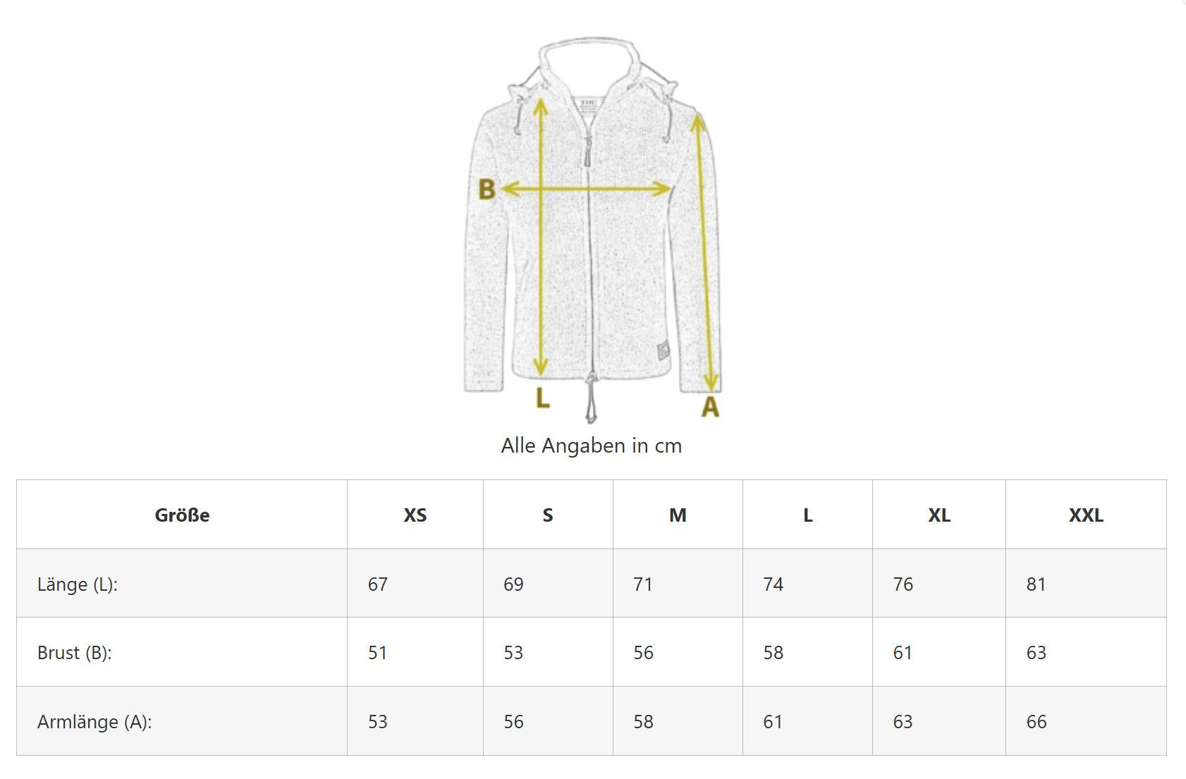 THC Natural Line Strickjacke THC Schafwollstrickjacke 850 weiß (1 Stück, 1- günstig online kaufen