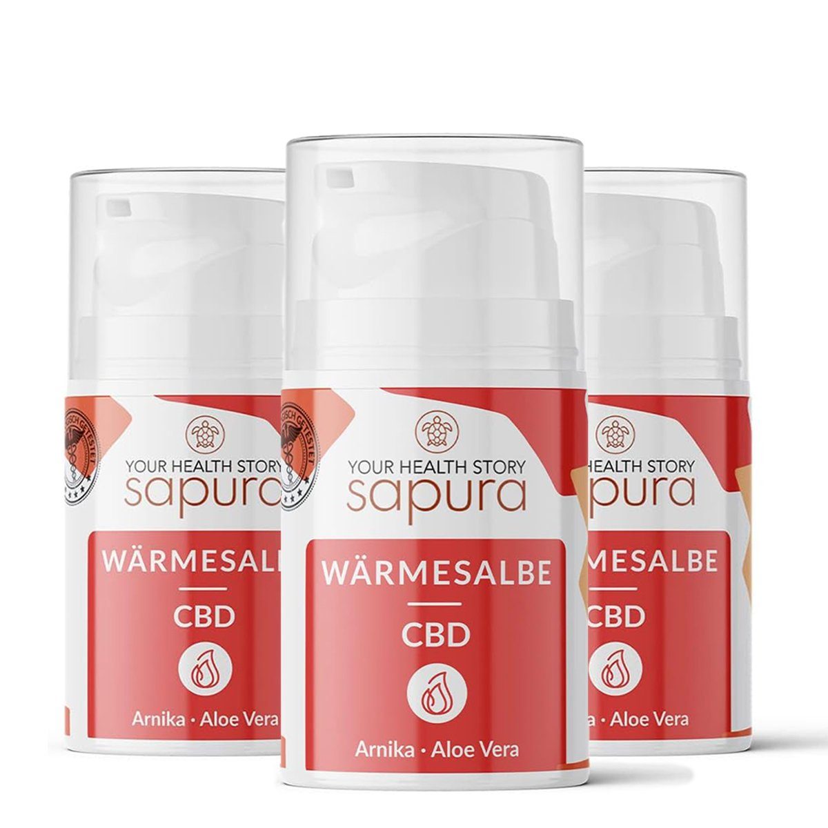 SAPURA Health Hautcreme CBD Wärmesalbe Schmerzsalbe extra stark, Arnika, Teufelskralle, 3-tlg., Extra stark, CBD