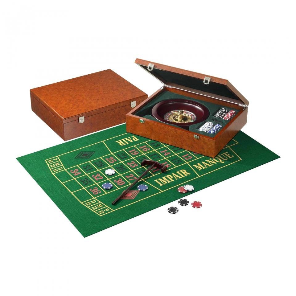 Philos Spiel, Roulette Set - Holzkassette - Wurzelholzdesign - 25cm