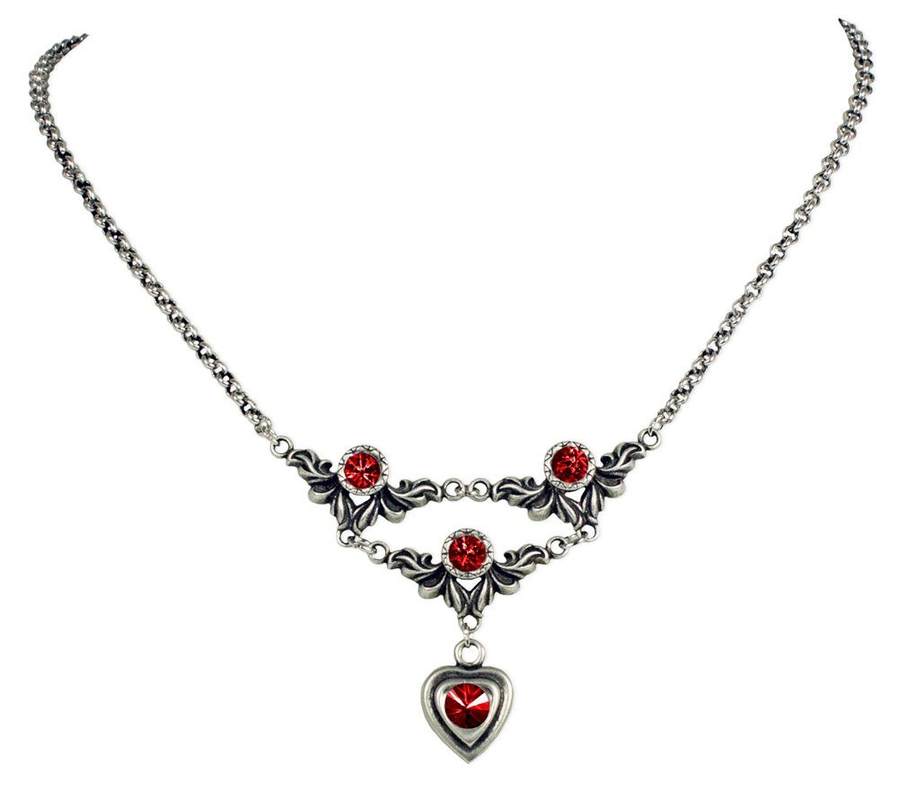 LUISIA® Kette mit Anhänger Halskette "Isabel" mit Herz und Kristallen von  Swarovski® (inkl. Schmuckbox)