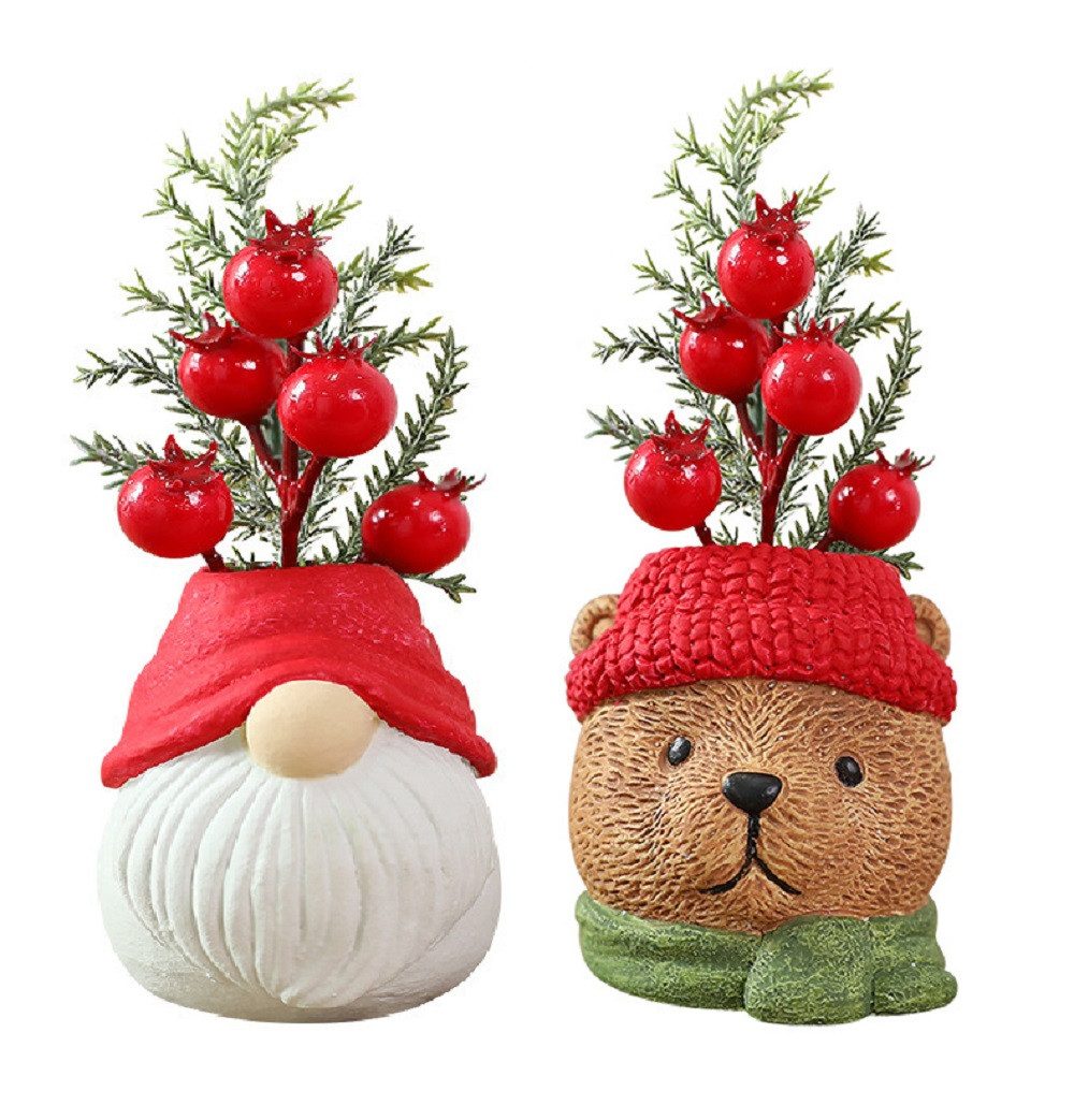 FOUORTUNATE-BEE Dekofigur 2er-Set Weihnachtsfiguren – Weihnachtsmann & Schneemann Deko, Festliche Tischdeko: 2er-Set Weihnachtsmann Schneemann Figuren