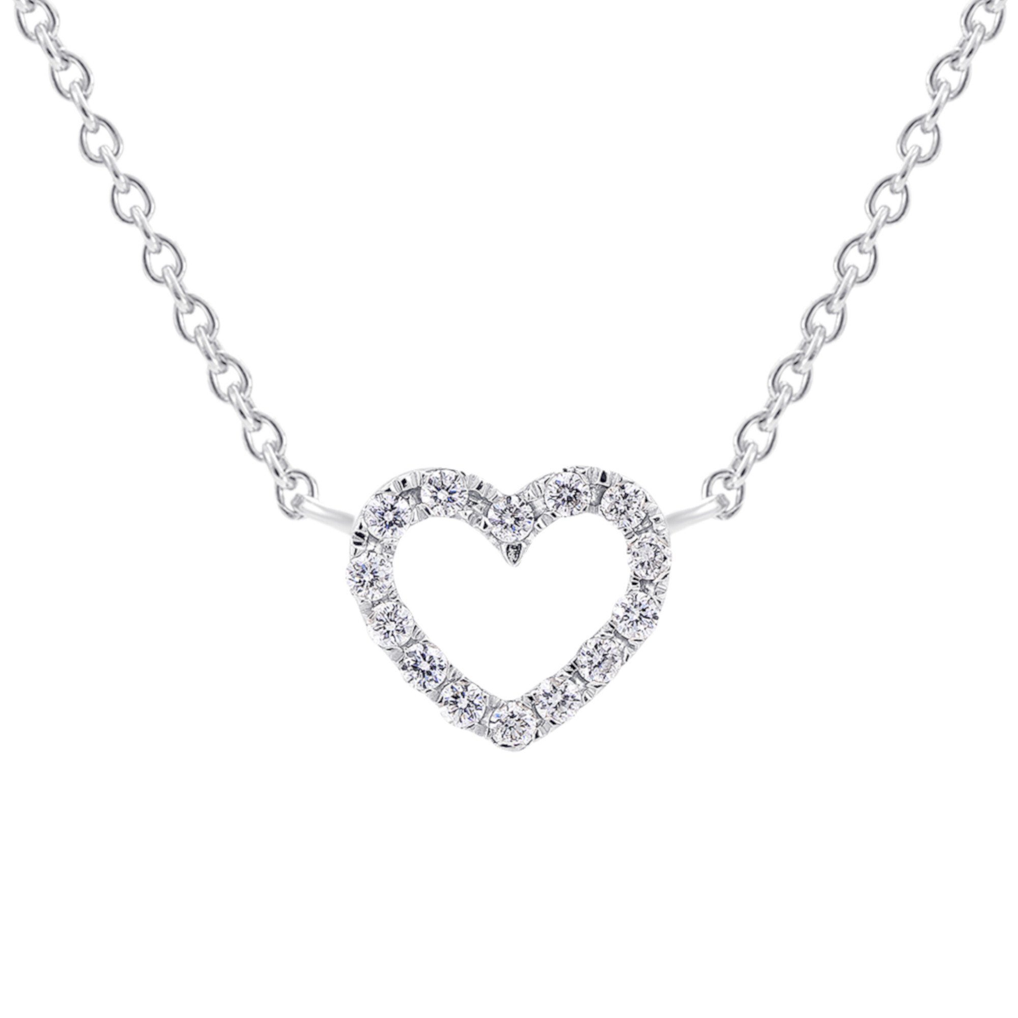 Goldkette 0.08 ct Diamant Brillant Halskette aus 585 Weißgold 45 cm