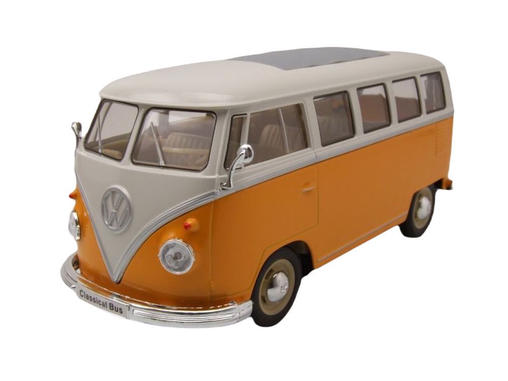 Welly Modellauto VW Classical Bus T1 1962 gelb weiß, Maßstab 1:24