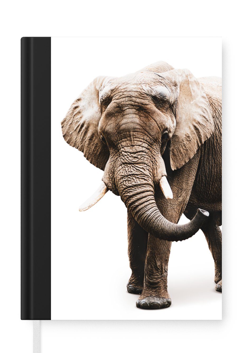 MuchoWow Notizbuch Elefant - Weiß - Tiere, Journal, Merkzettel, Tagebuch, Notizheft, A5, 98 Seiten, Haushaltsbuch