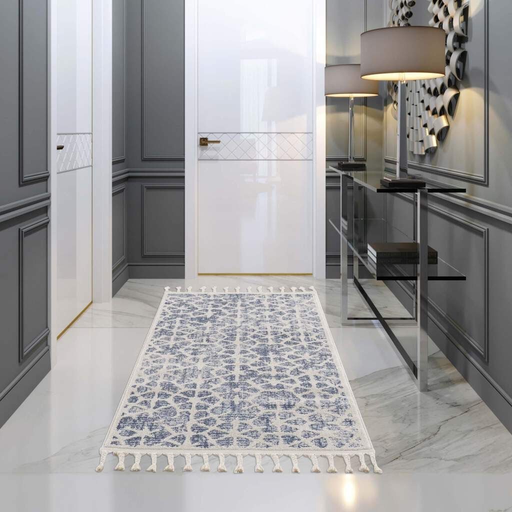 Carpet City Teppich Art 1271, rechteckig, Höhe: 7 mm, Läufer, Kurzflor, Skandi-Muster, ideal für Wohnzimmer & Schlafzimmer