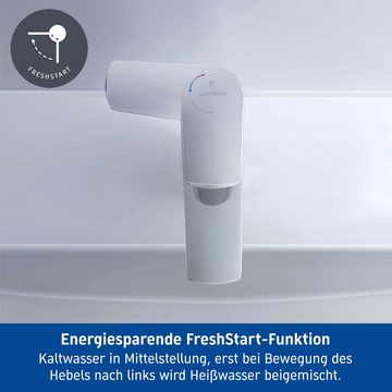 Duravit Waschtischarmatur Duravit No.1 Waschtischmischer, Größe M, mit Zugstangen-Ablaufgarnitur mit FreshStart und AirPlus, Ausladung 10,6 cm, Chrom