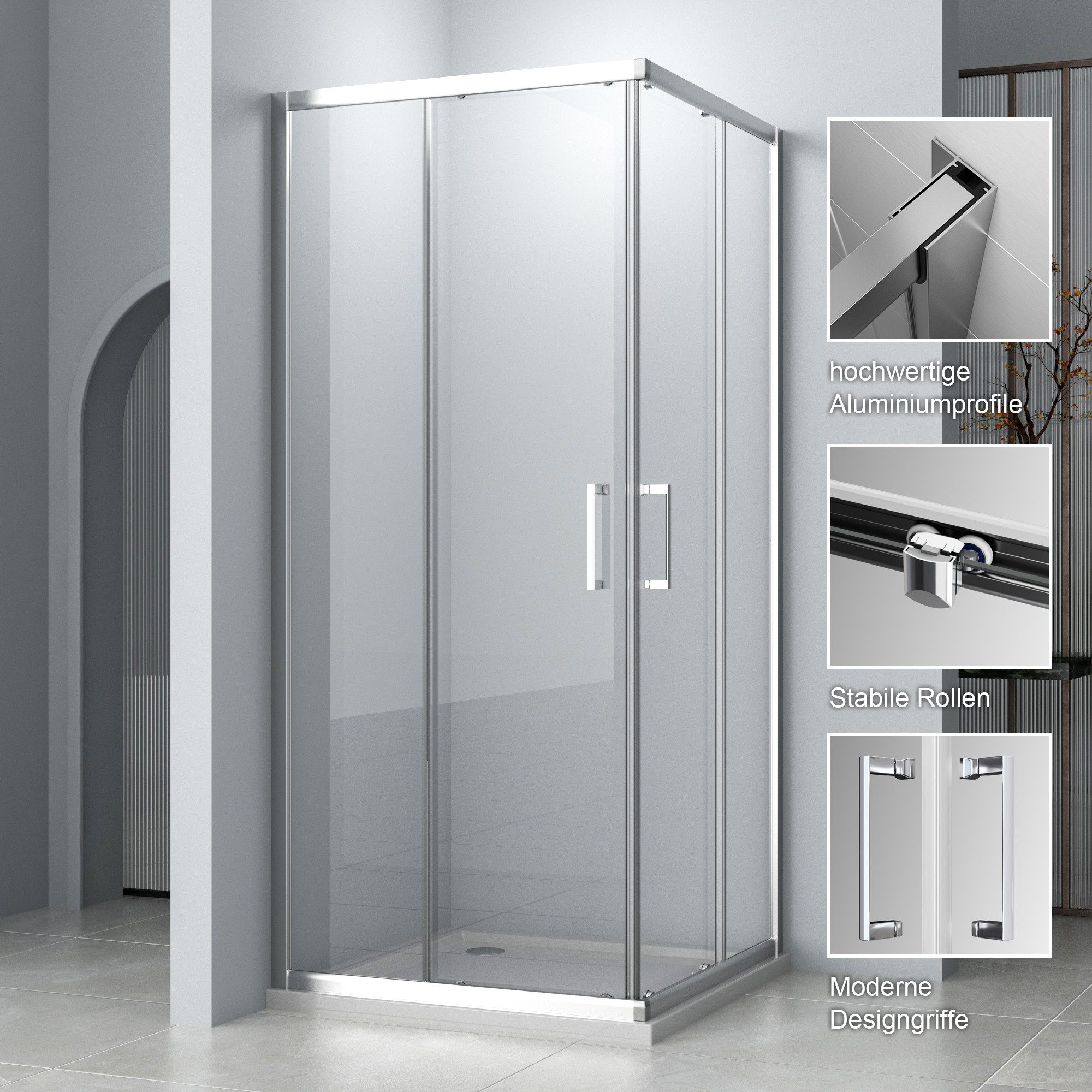 Hopibath Eckdusche Duschkabine 100x80 100x100 100x90 80x80 90x90, BxT: 90x7 günstig online kaufen