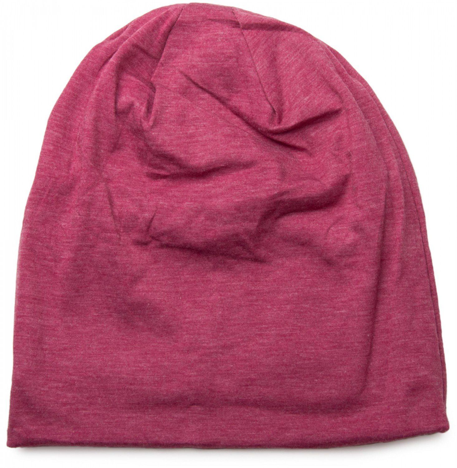 styleBREAKER Beanie (1-St) Unifarbene Beanie Fleece Mütze mit meliert Himbeer-Rot