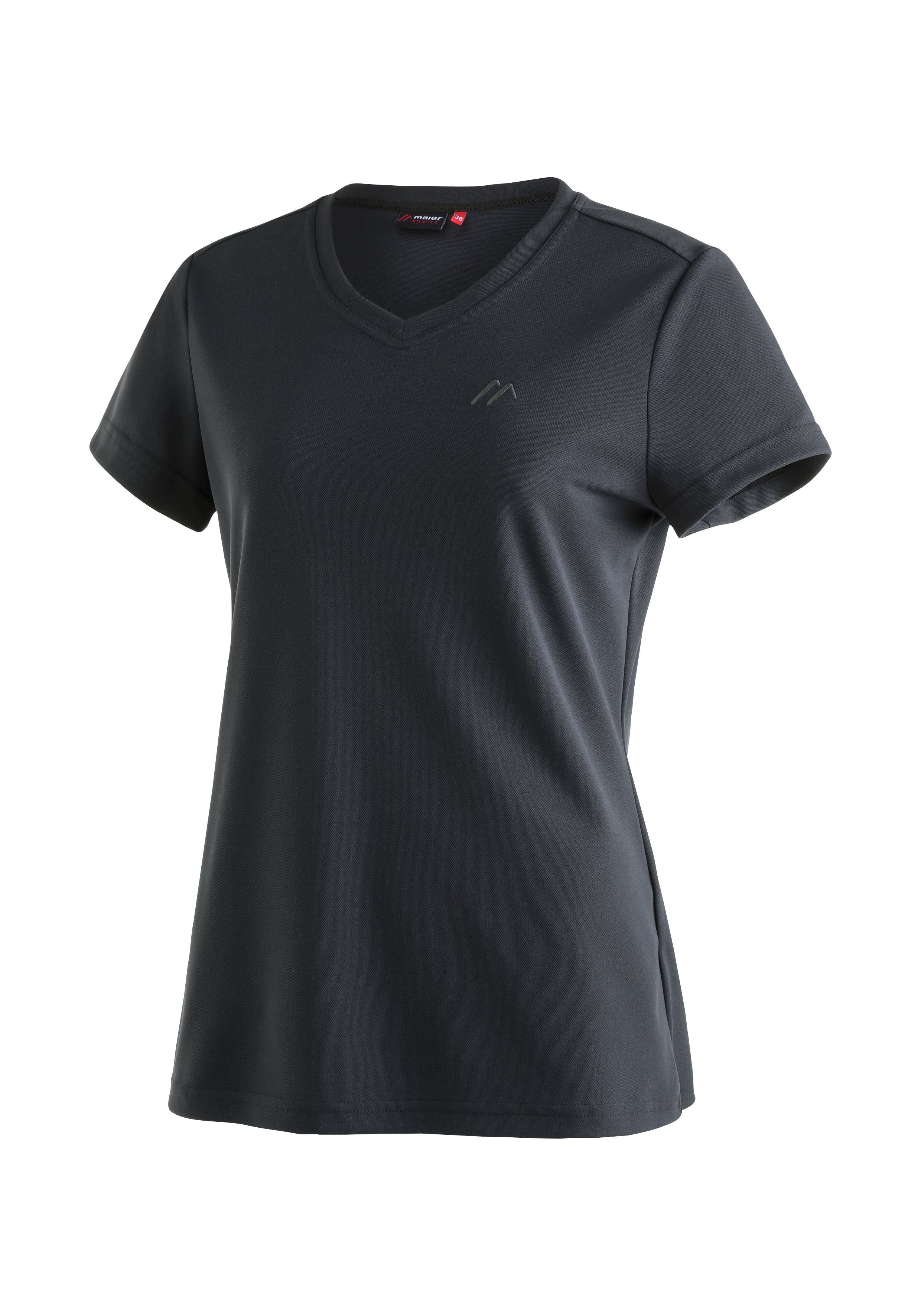 Maier Sports Funktionsshirt Trudy Damen T-Shirt, Kurzarmshirt für Wandern und Freizeit schwarz | 