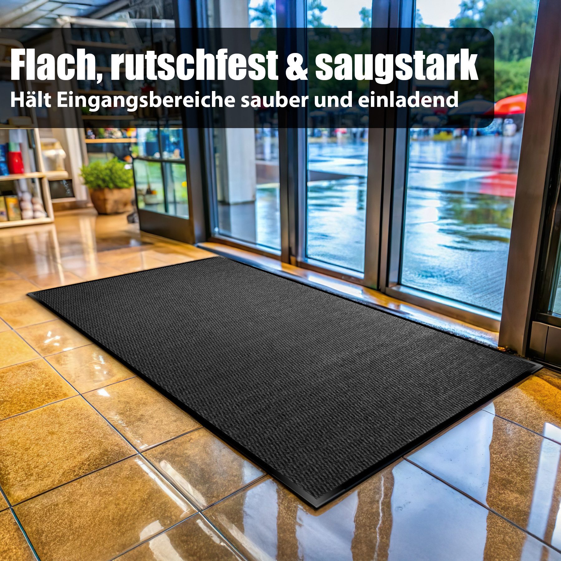 BigDean Fußmatte Schmutzfangmatte 90x150 cm Anthrazit – rutschfeste Made in günstig online kaufen