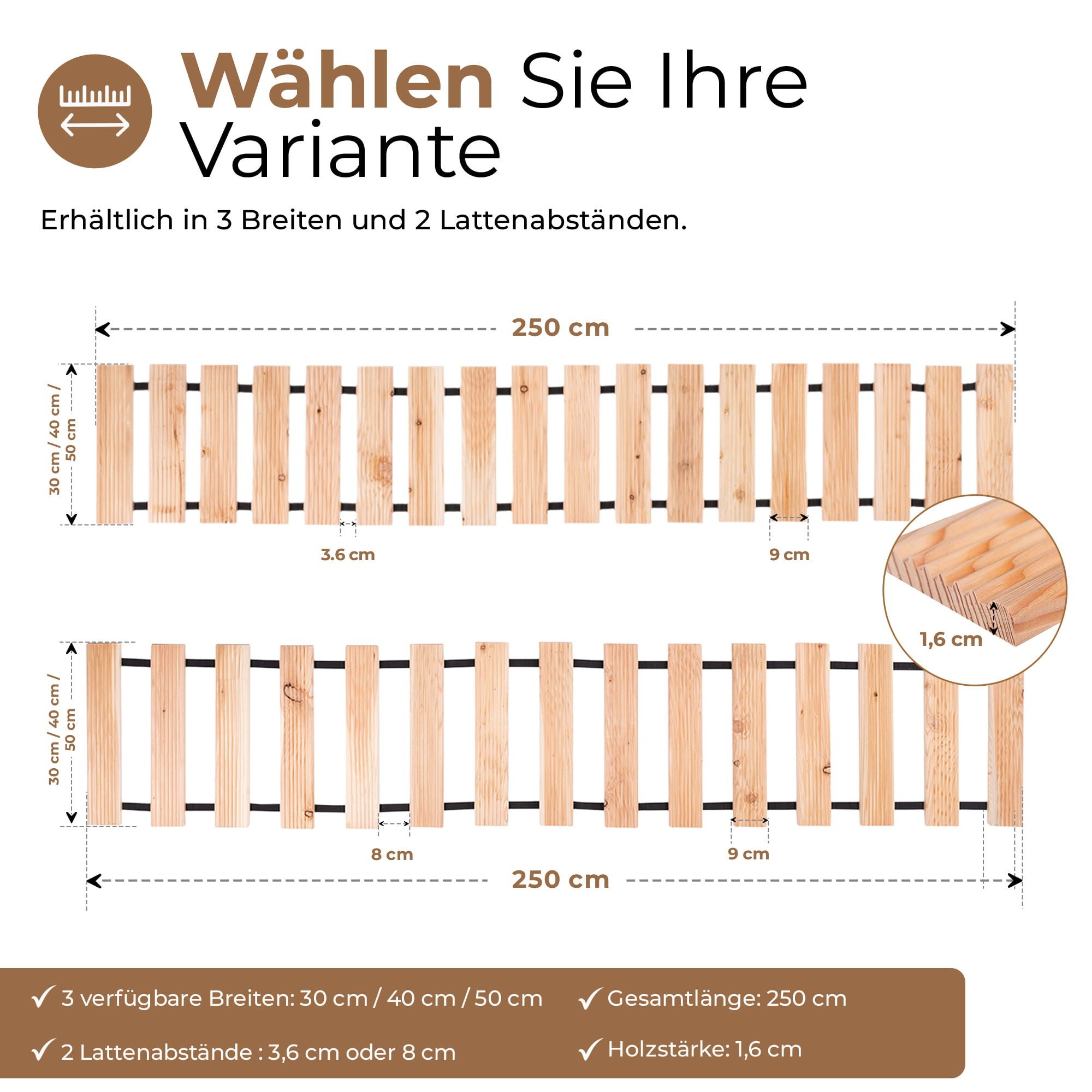 BooGardi Terrassendielen Rollweg aus Lärchenholz, BxL: je 50x250 cm, 1.600 mm Stärke, (1-St), Holzweg zum Ausrollen · Holztritt Gartenweg