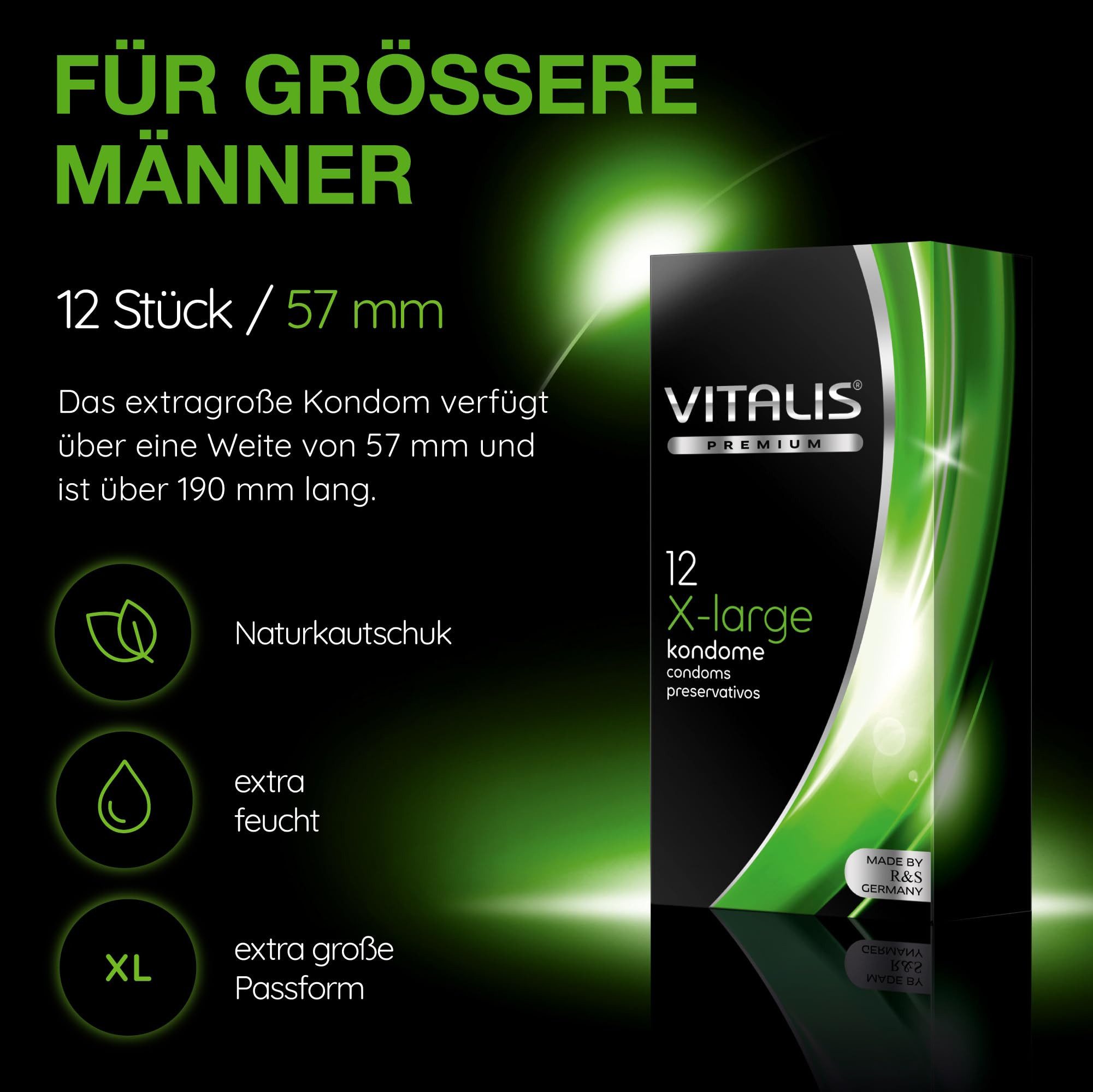 VITALIS Kondome Vitalis Premium Kondome, verschiedene Sorten & Größen, XXL