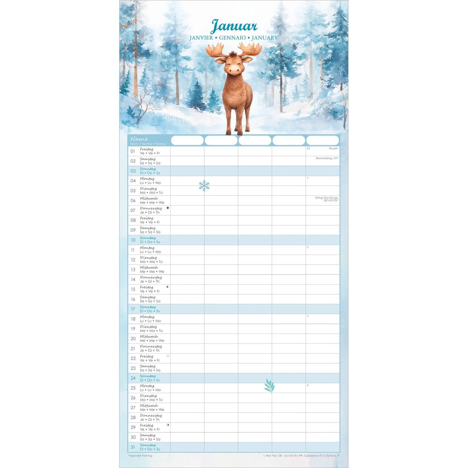 NEUMANN Wandkalender Familienplaner Tierzauber 2027