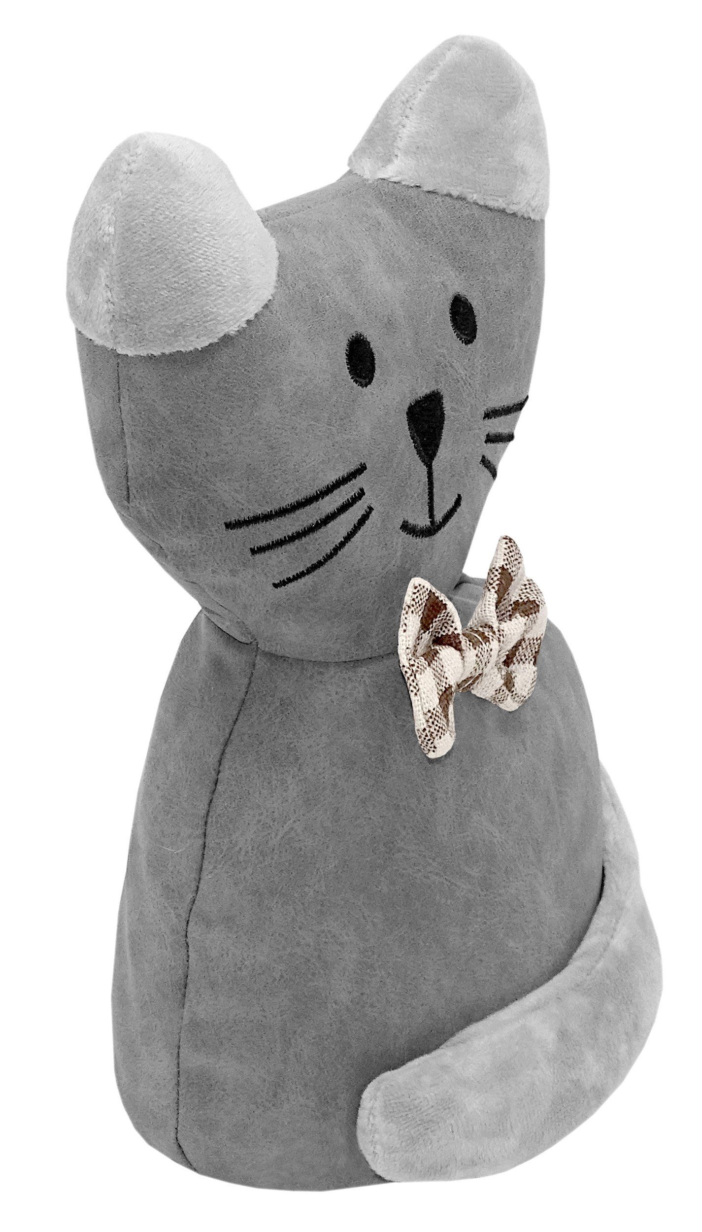 Lashuma Türstopper Katze, Türsack 25 cm, Grau gefüllter Bodenstopper schwer