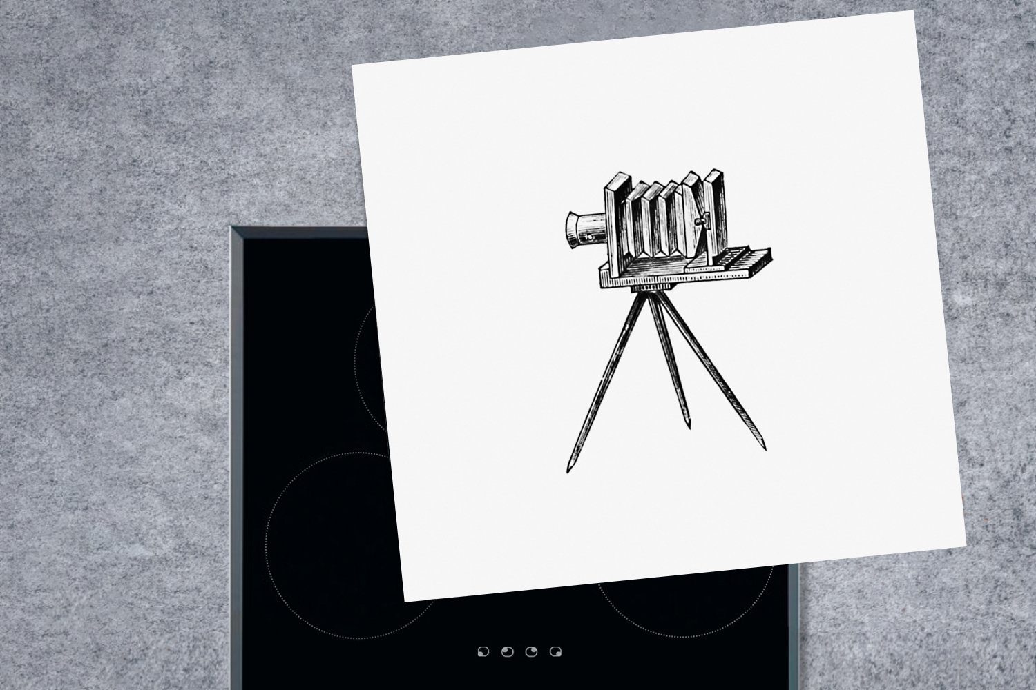 (1 tlg), Ceranfeldabdeckung, cm, - Jahrgang 78x78 Herdblende-/Abdeckplatte Kamera Arbeitsplatte Vinyl, Film, für MuchoWow - küche