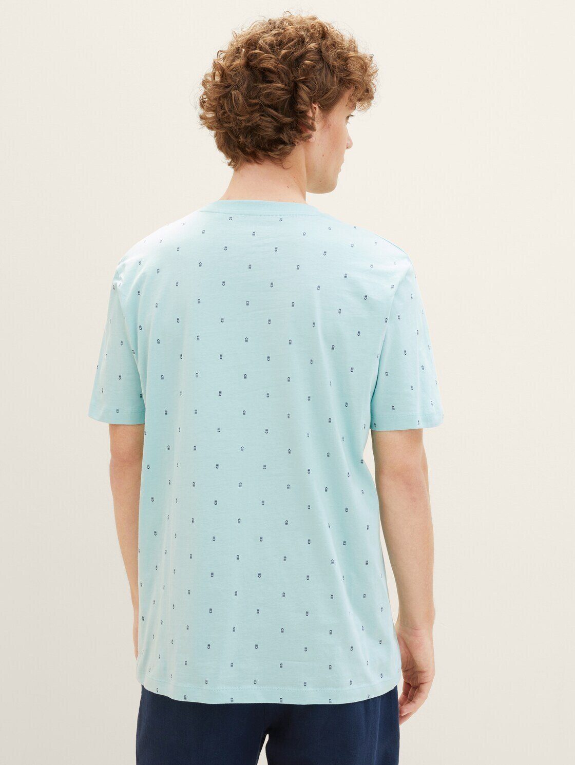 Denim T-Shirt Allover-Print vertical TAILOR mit T-Shirt TOM blue d print