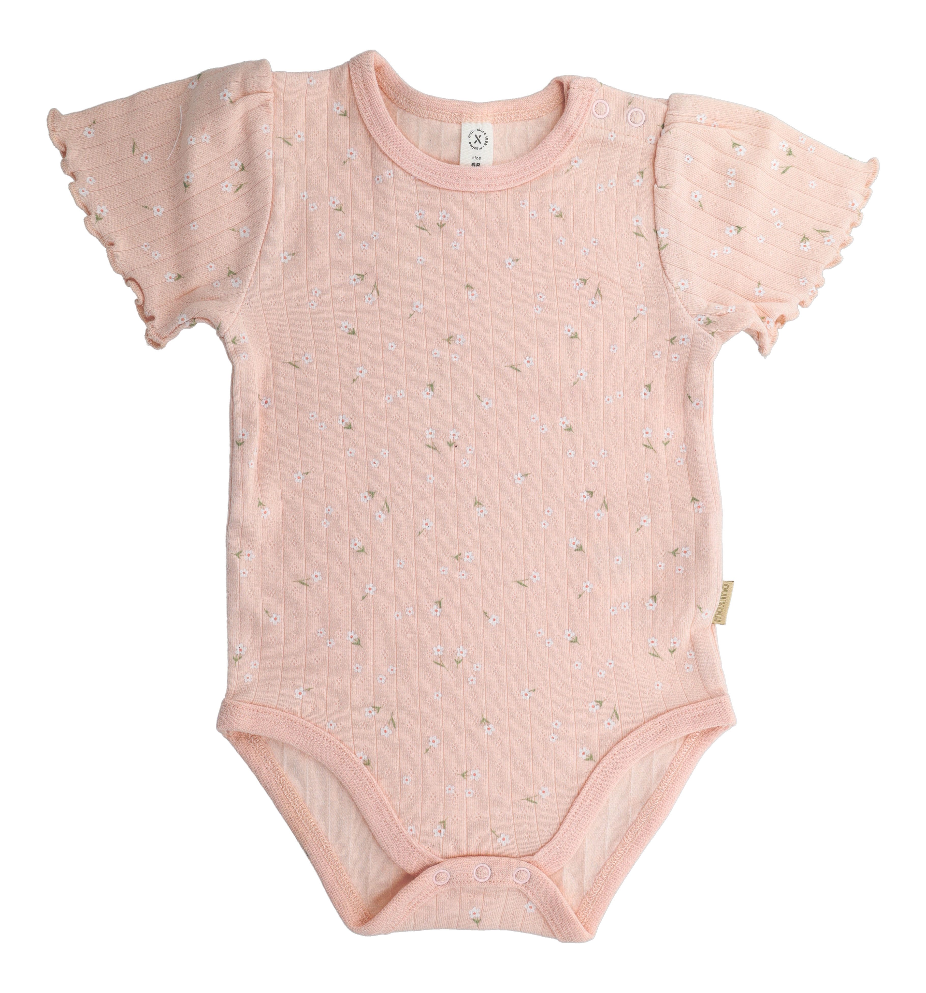 MAXIMO Kurzarmbody (1-tlg) Blassrosa, Blumen-Alloverprint, Kurzarm, Baby-Girl