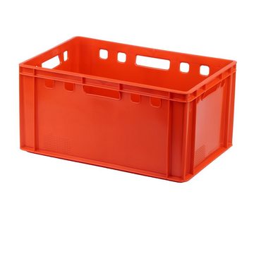 Logiplast Transportbehälter 8 Stück E3-Kasten rot mit einem Transportroller rot, (Spar-Set), stapelbar, widerstandsfähig, robust, langlebig