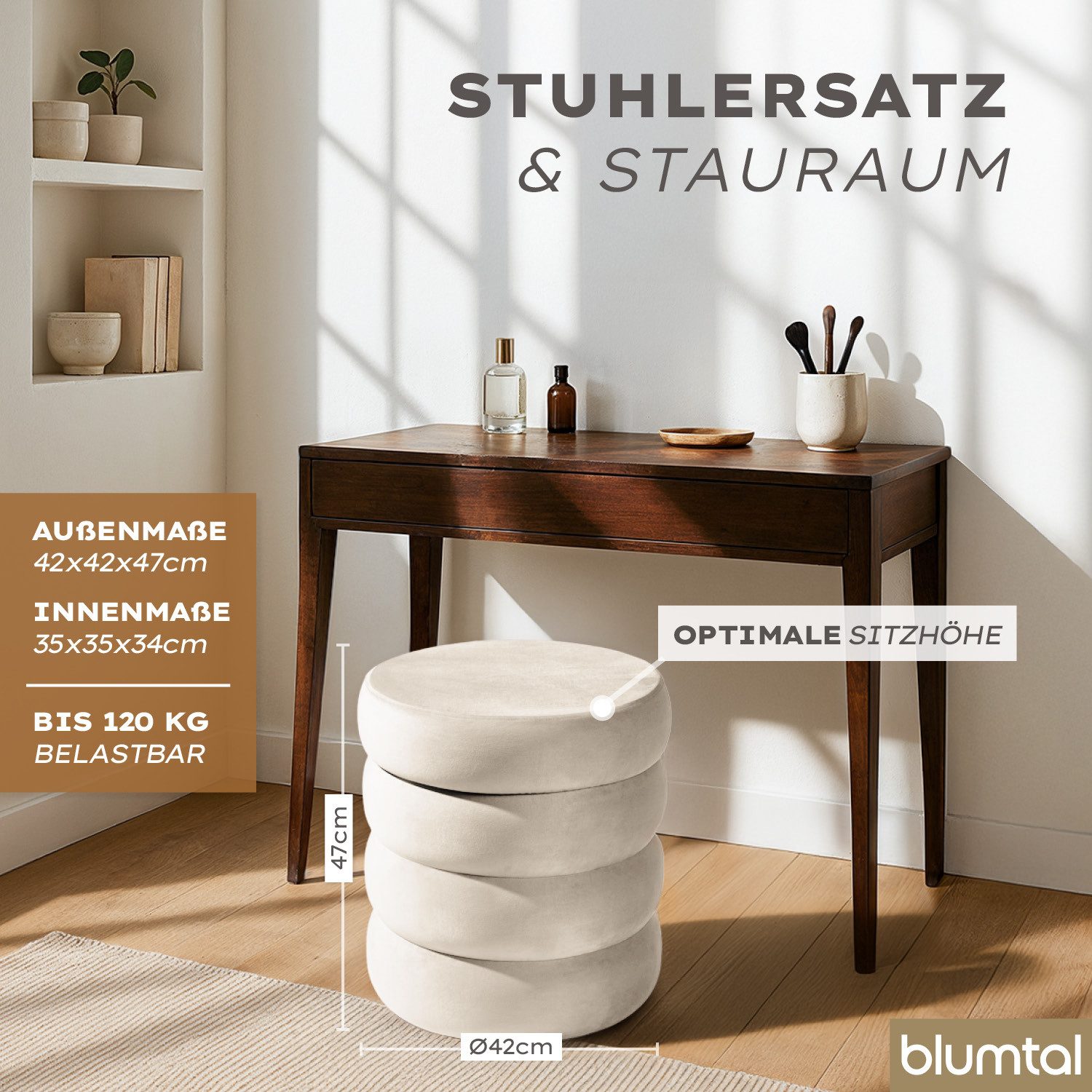 Blumtal Sitzhocker Hocker mit Stauraum mit Bouclé oder Velvet-Bezug, robuste Sitztruhe mit Stauraum und extrem Dickes MDF