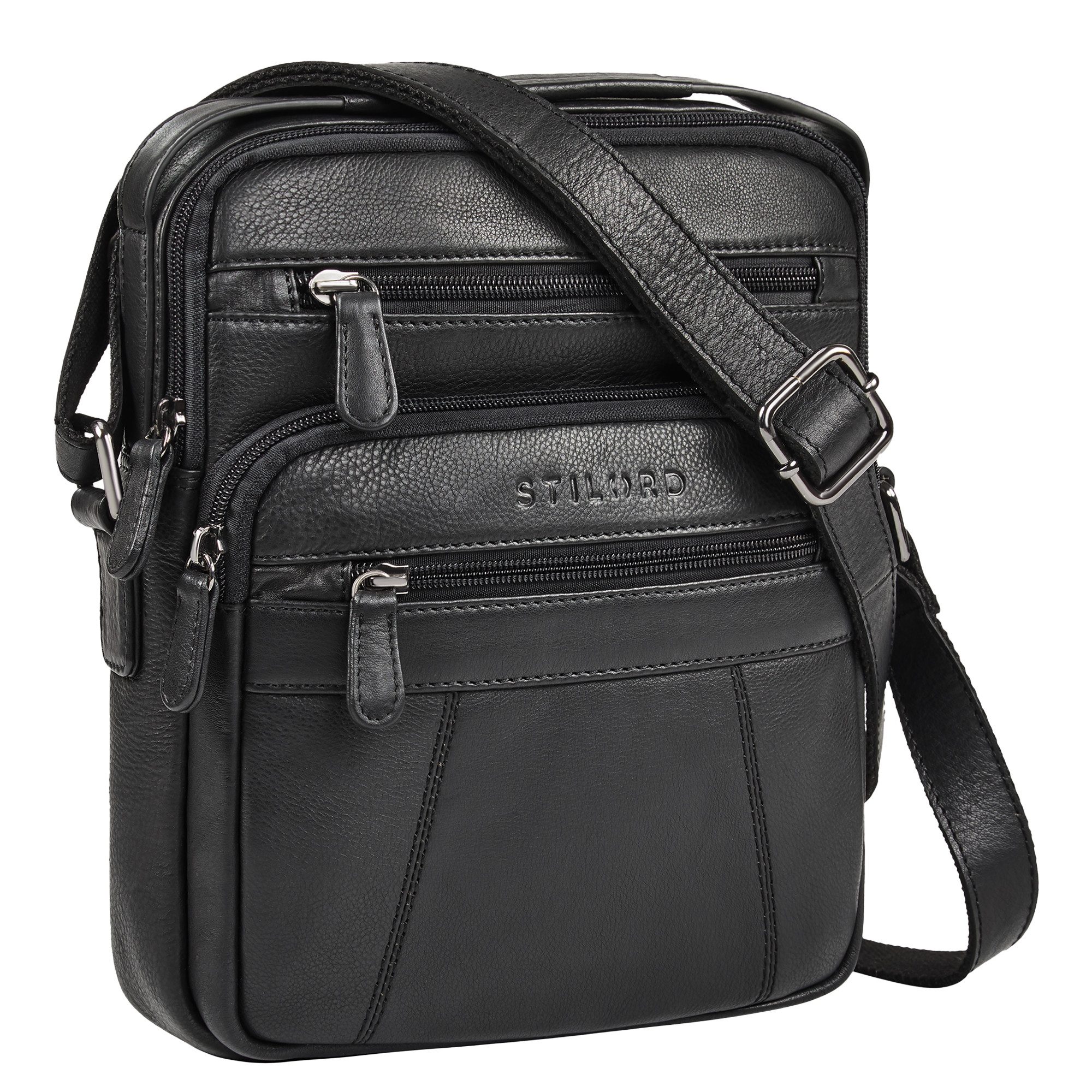 Schultertasche "Omar" Umhängetasche Herren Klein Leder Tablet bis 8.4 Zoll
