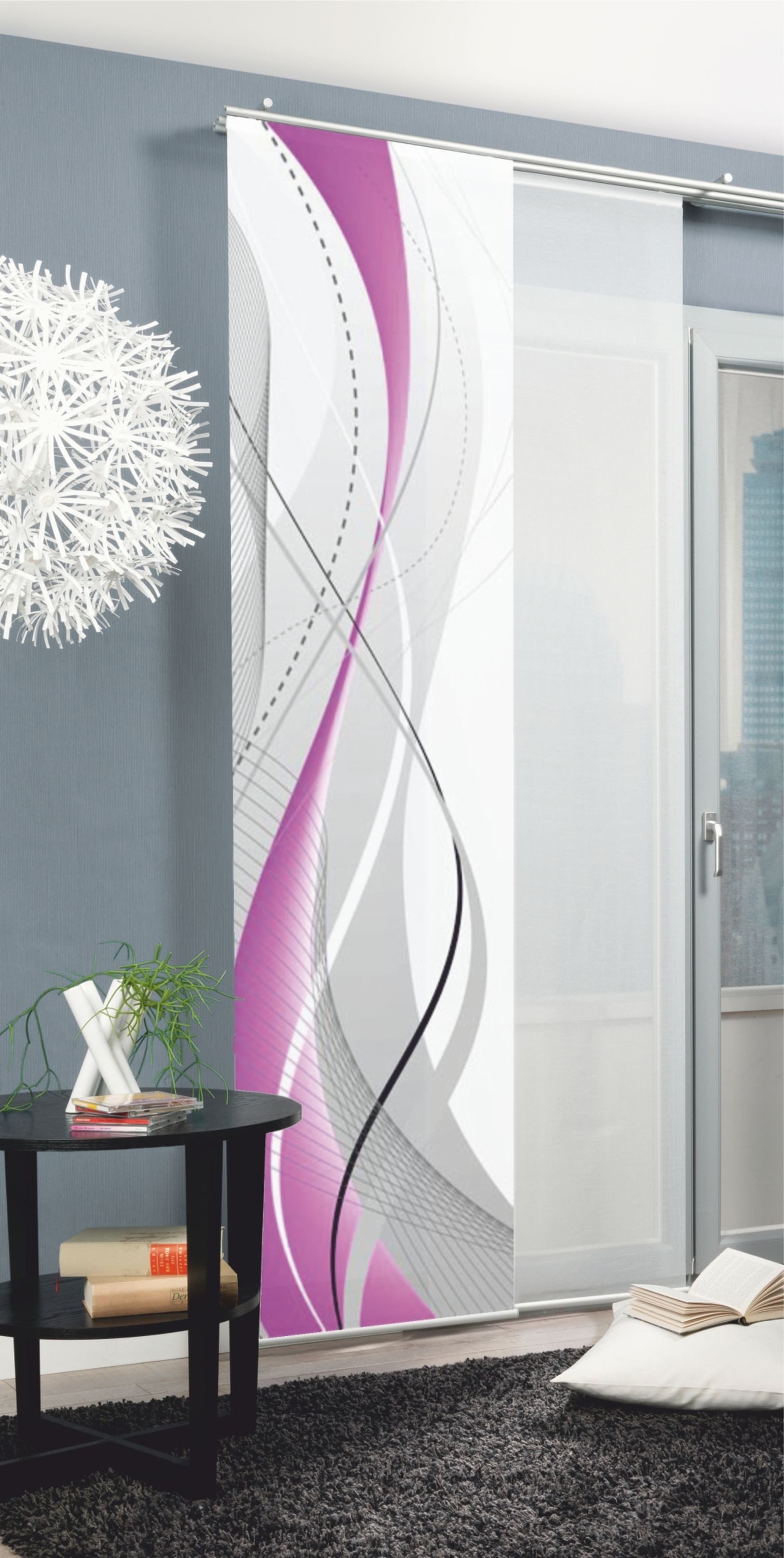 HOME WOHNIDEEN Schiebegardine 87152 Schiebewand Digitaldruck CARLISLE Dekostoff, 245 x 60 cm (1 St), Paneelwagen, halbtransparent, 100% Polyester