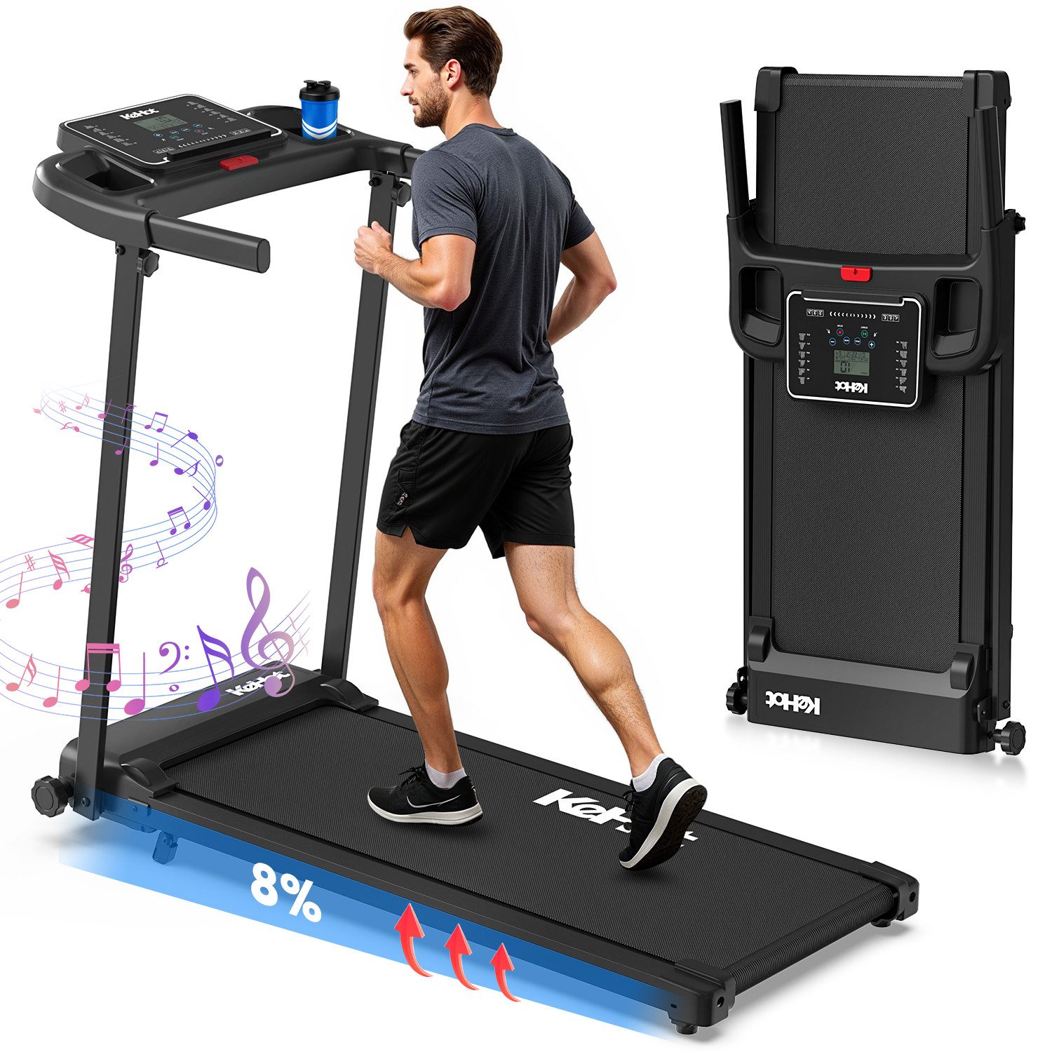 Laufband Kompaktes Laufband fürs Homegym mit 8% Steigung & Bluetooth