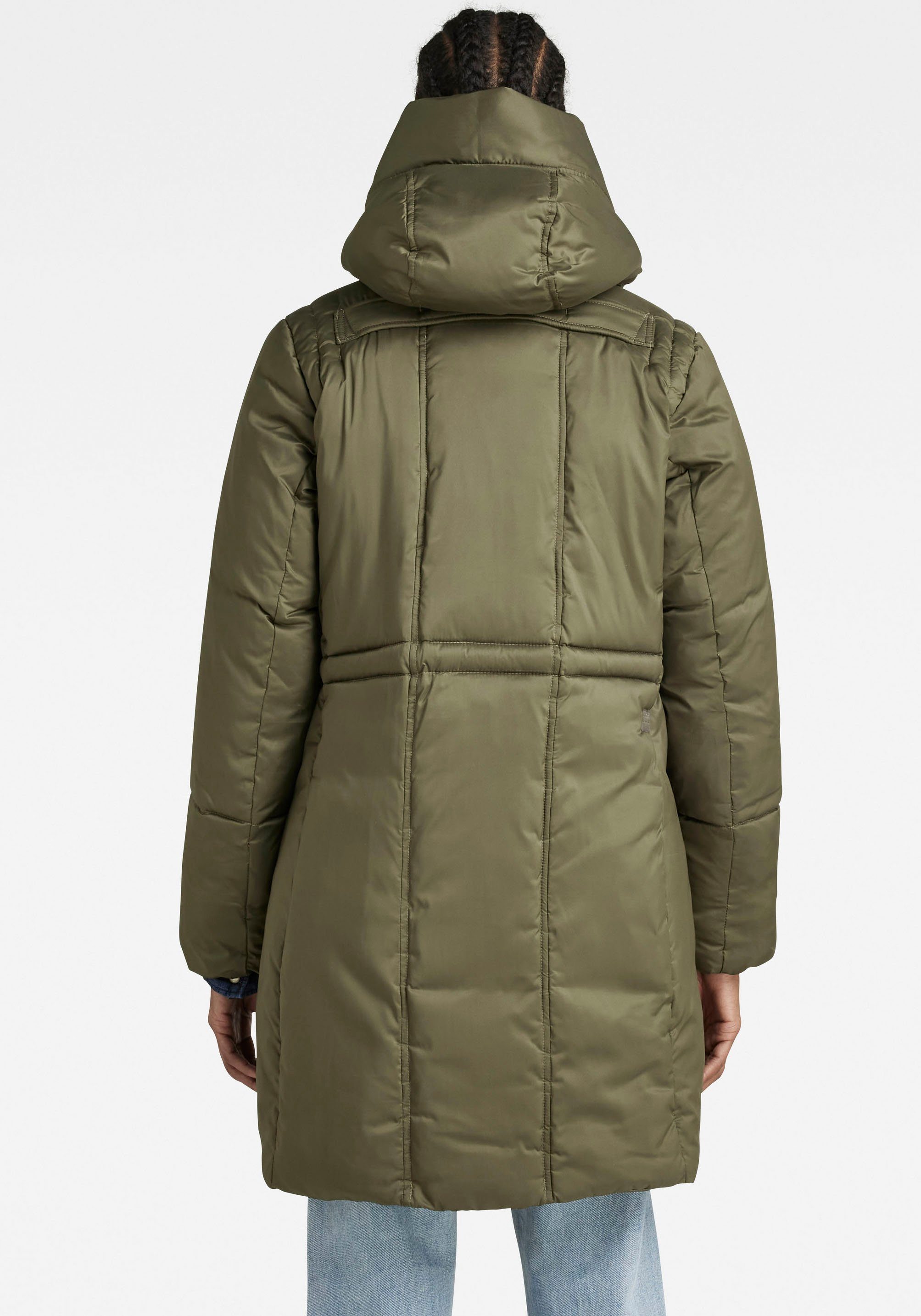 G-Star RAW Steppjacke G olive Kapuze Whistler verdecktem Reißverschluss mit (olivgrün) Parka - und shadow pdd