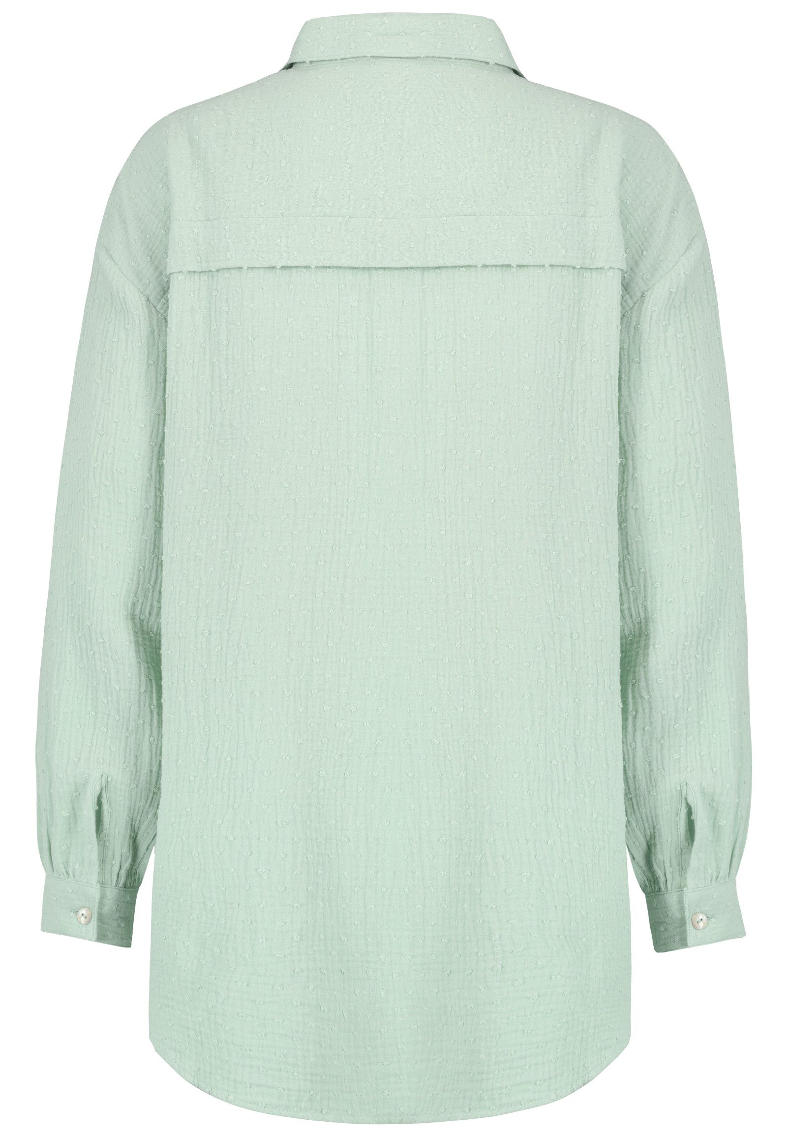 Eight2Nine Blusenshirt Leichtes Strukturdesign Knopfleiste Kentkragen Langarm für Damen (1-tlg) Baumwolle Normal Fit Knopfleiste Langarm Einfarbig