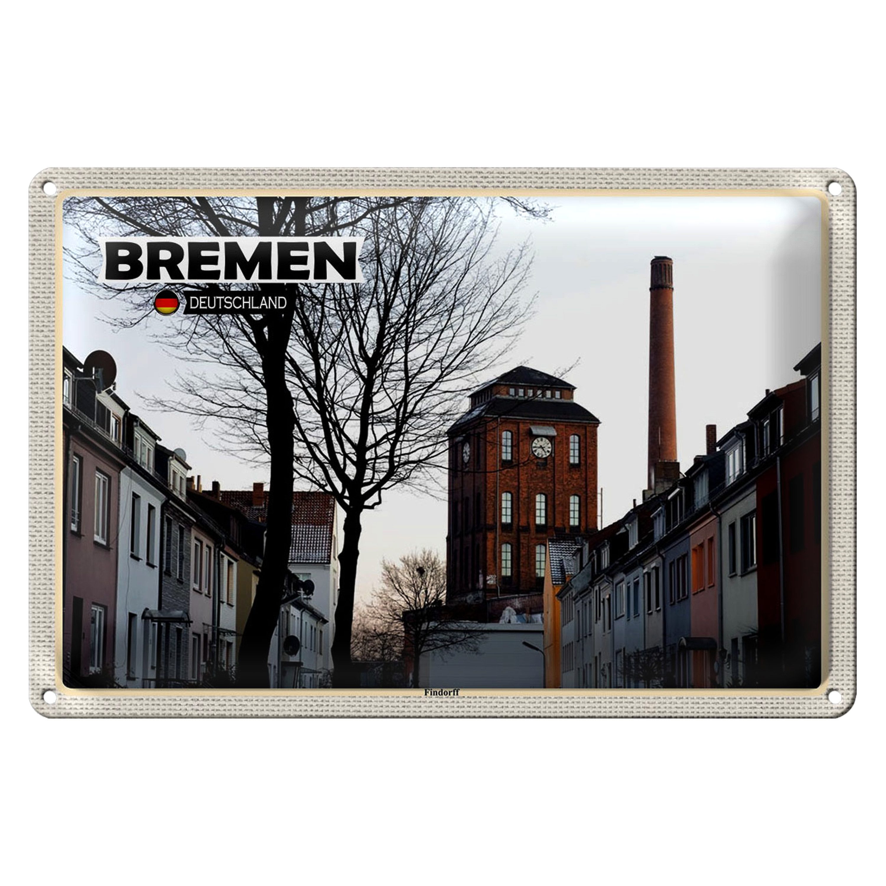 Roomando Metallschild Blechschild Städte Bremen Deutschland Findorff Fabrik 30x20cm