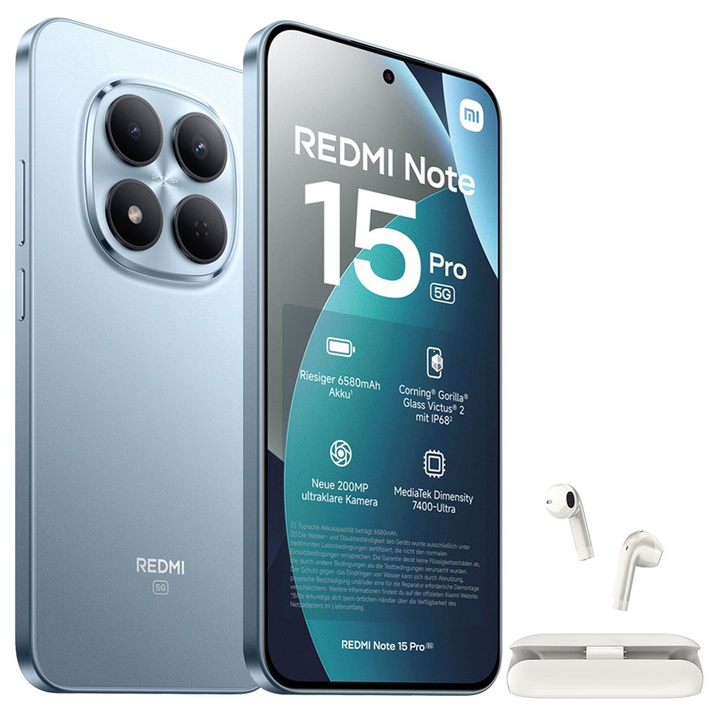Xiaomi Redmi Note 15 Pro 5G 12+512GB Smartphone & Bluetooth Kopfhörer Handy (200 MP Kamera)