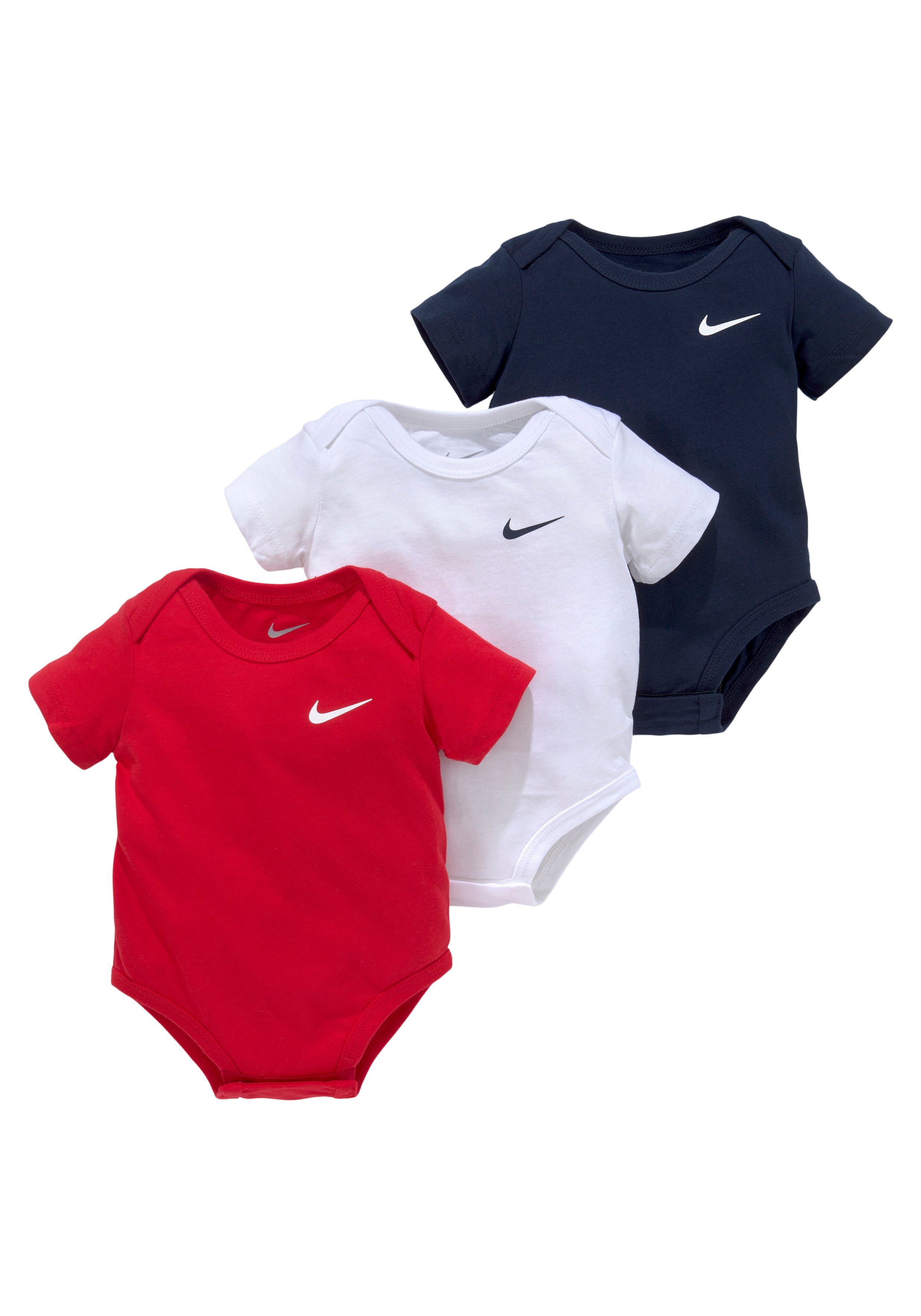 Nike Sportswear Body für Babies (Packung, 3-tlg) für Babys, im 3er-Pack, mit Rundhalsausschnitt, Kurzarm-Design