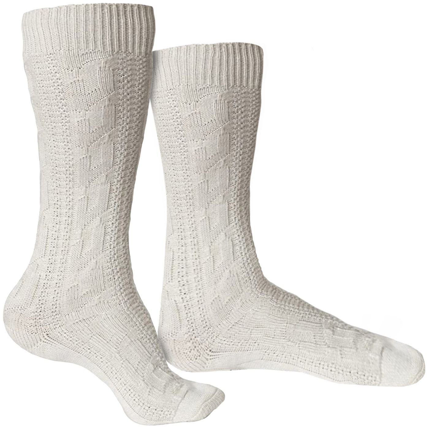 German Wear Trachtensocken GW200 Natur Paar (1-Paar) Trachtensocken Trachtenstrümpfe Zopfmuster 40cm