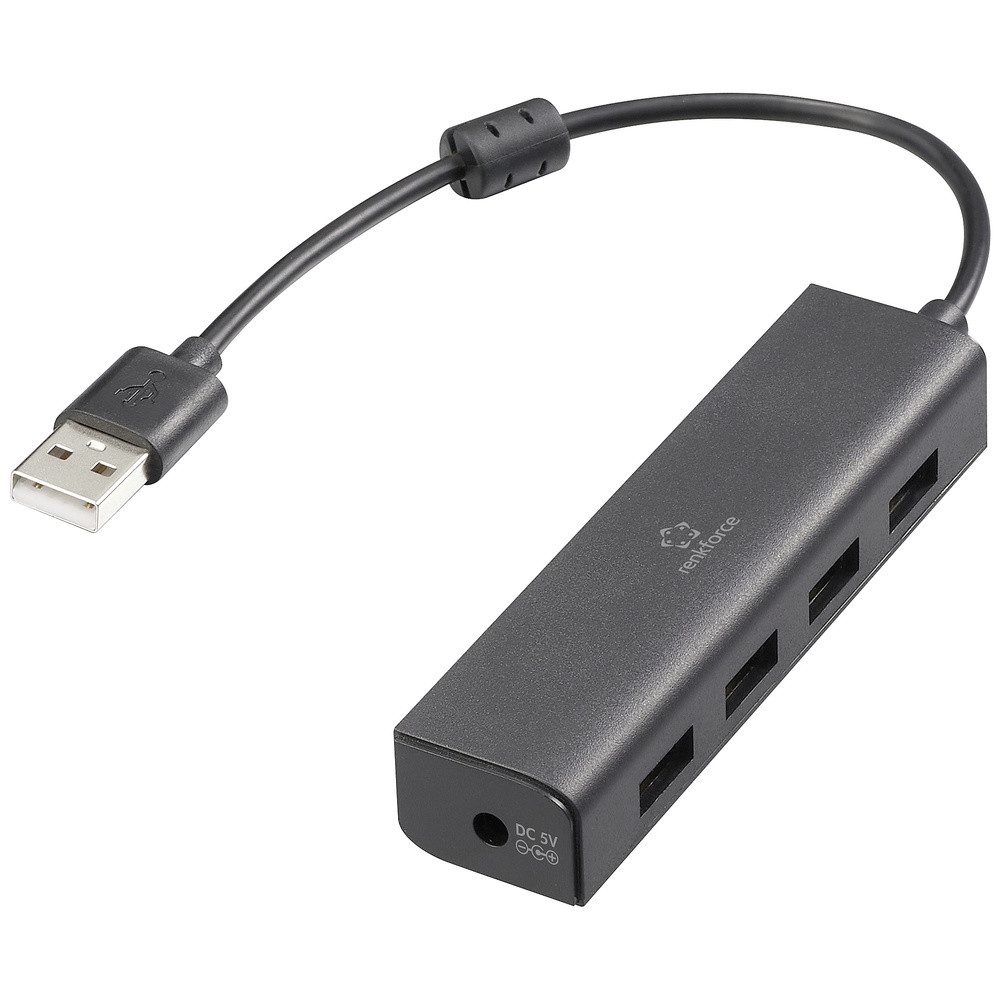 USB-Verteiler Renkforce RF-USBH-110 4 Port USB 2.0-Hub Schwarz