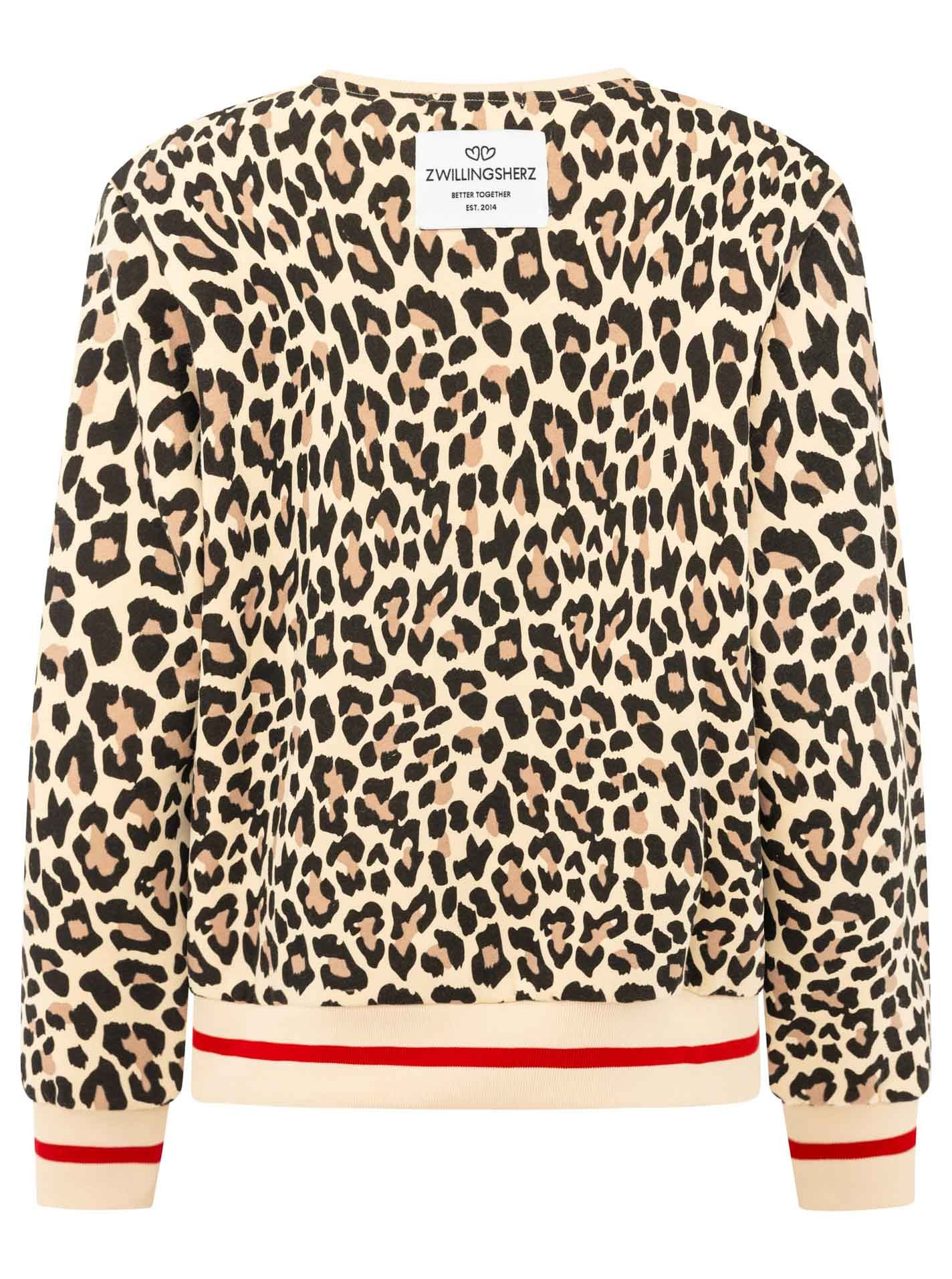 Zwillingsherz Sweatshirt "Leo Love" Mini Me, Rundhals, elastische Bündchen, Leo-Allover, Herzpatch