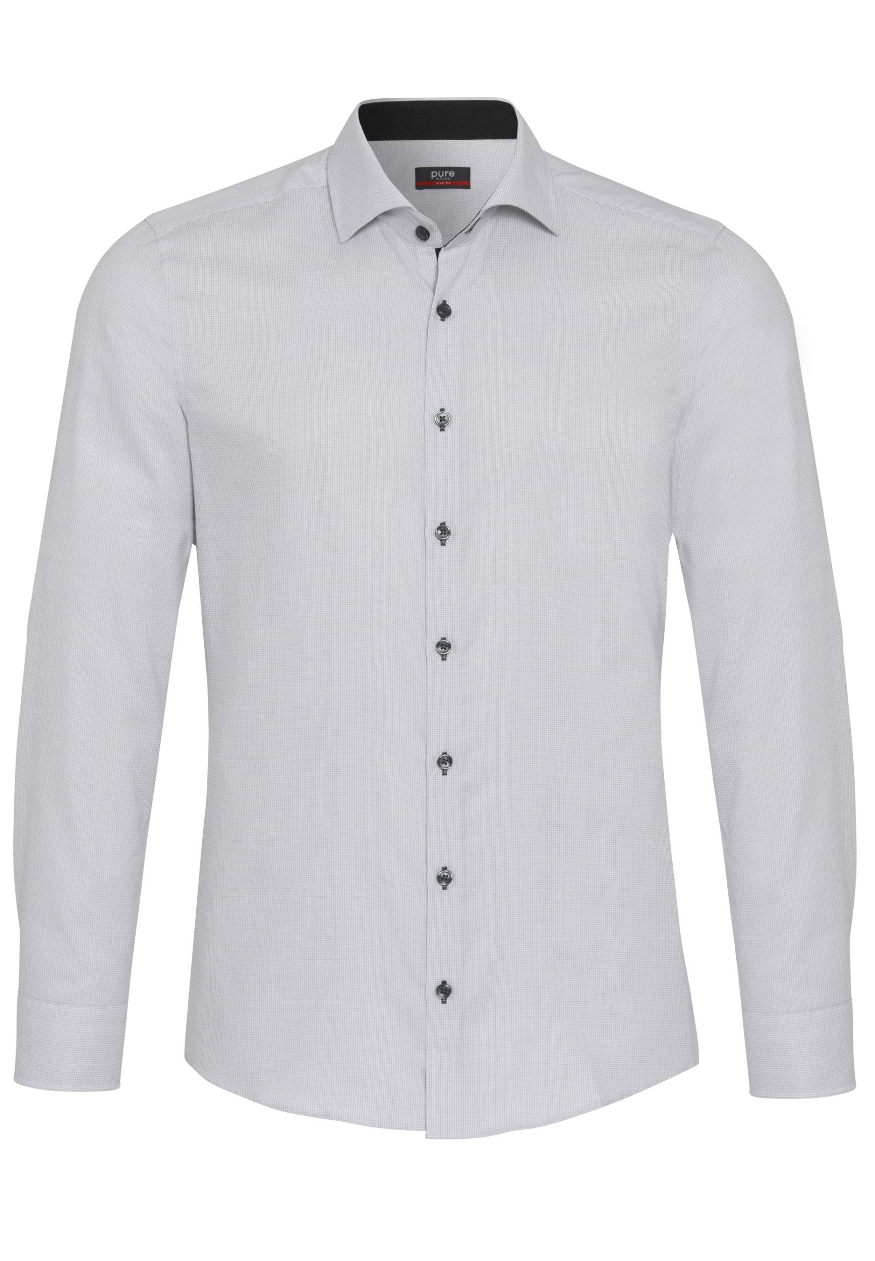 Businesshemd PURE- City Hemd slim fit Langarm, uni silber