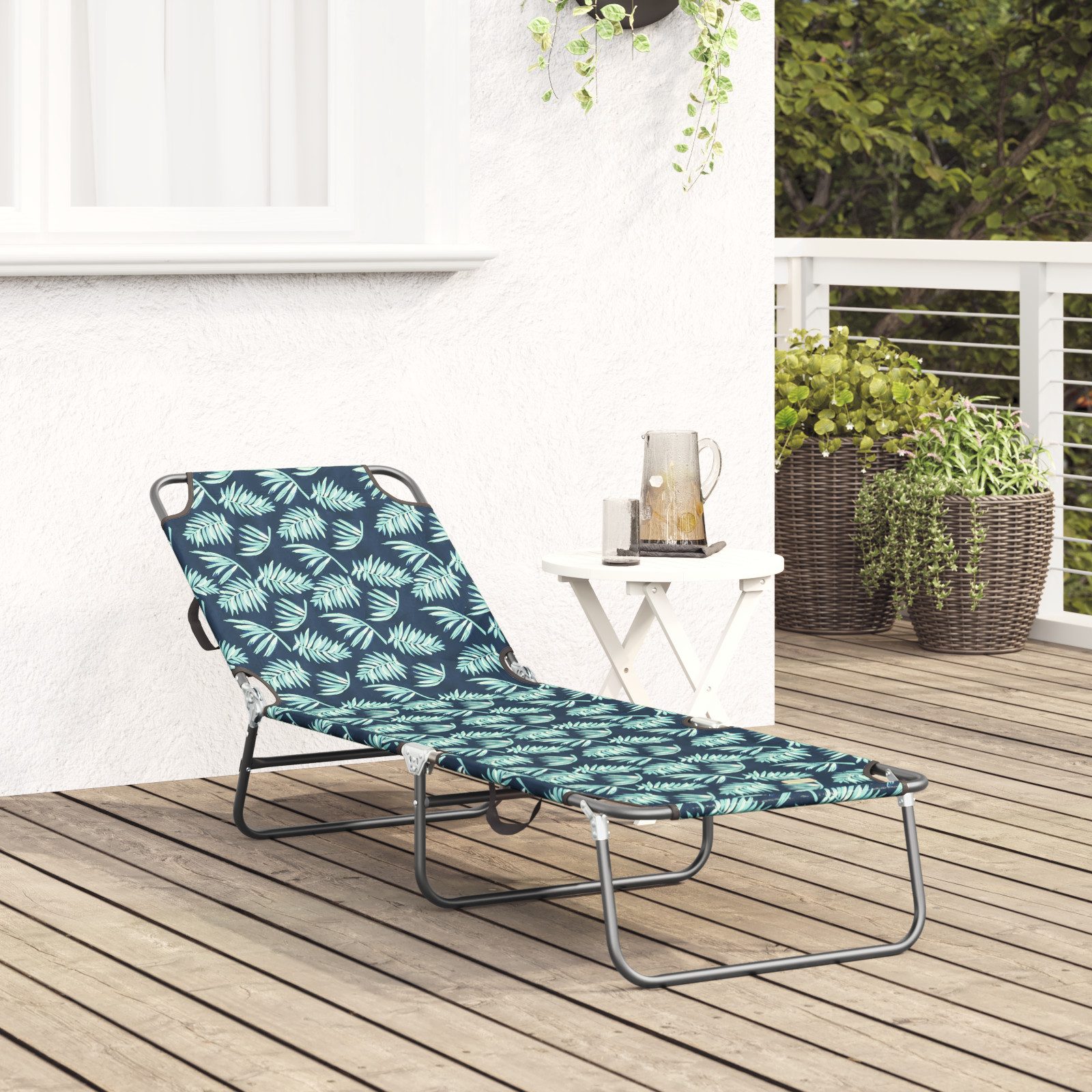 vidaXL Gartenliege Faltbare Sonnenliege Tragbares Blattmuster günstig online kaufen