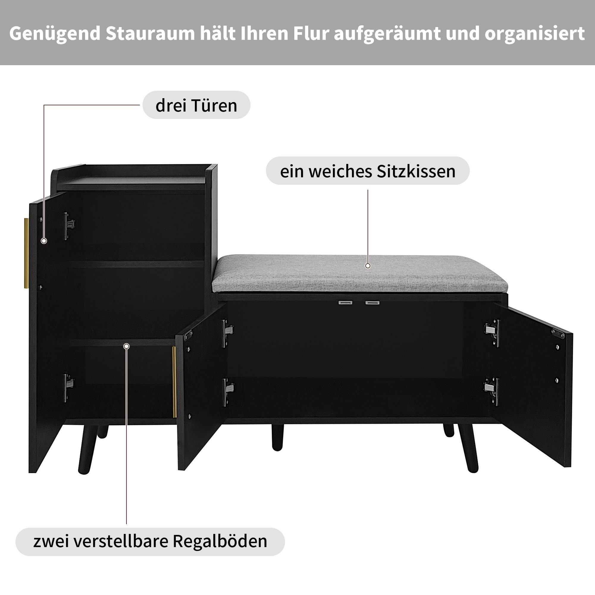 Merax Schuhbank, gepolstert mit Kommode, Schuhtruhe günstig online kaufen