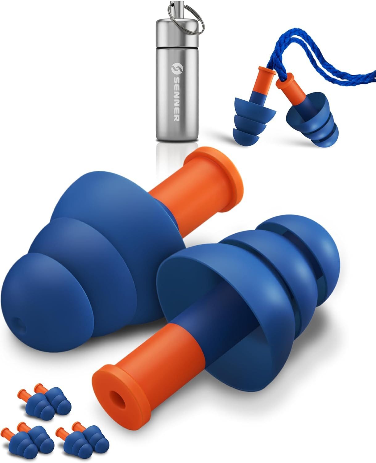 Senner Gehörschutzstöpsel WorkPro Strong, Ohrstöpsel zum Arbeiten – für laute Lautstärkequellen, Gehörschutz im Beruf & Zuhause – mit 3 extra Paaren, Nylonschnur