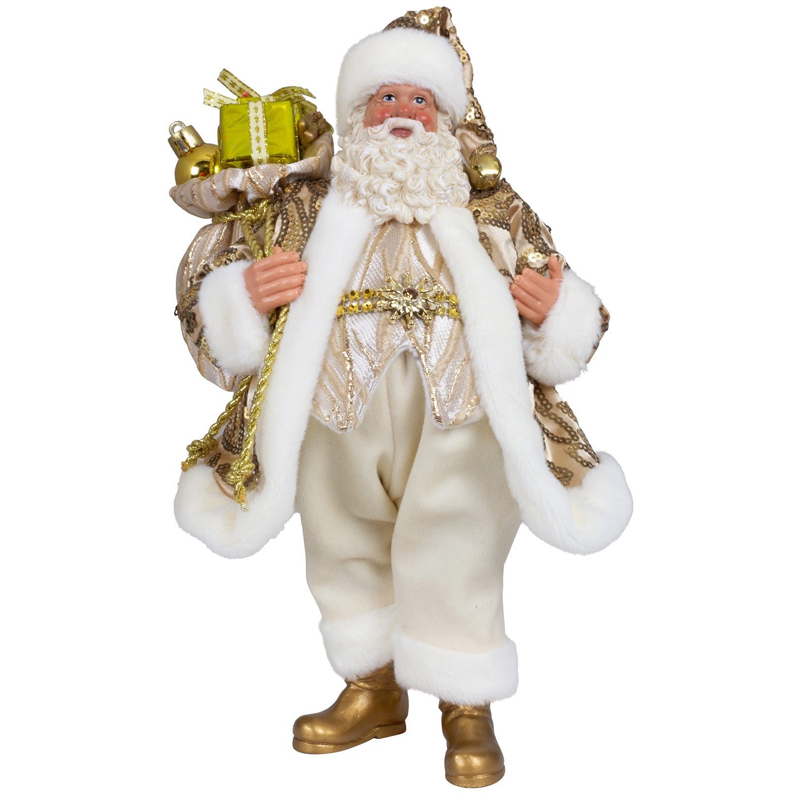 Christmas Paradise Weihnachtsmann Deko Figur 28 cm (Weihnachtsdeko, 1 St., stehend), creme-gold