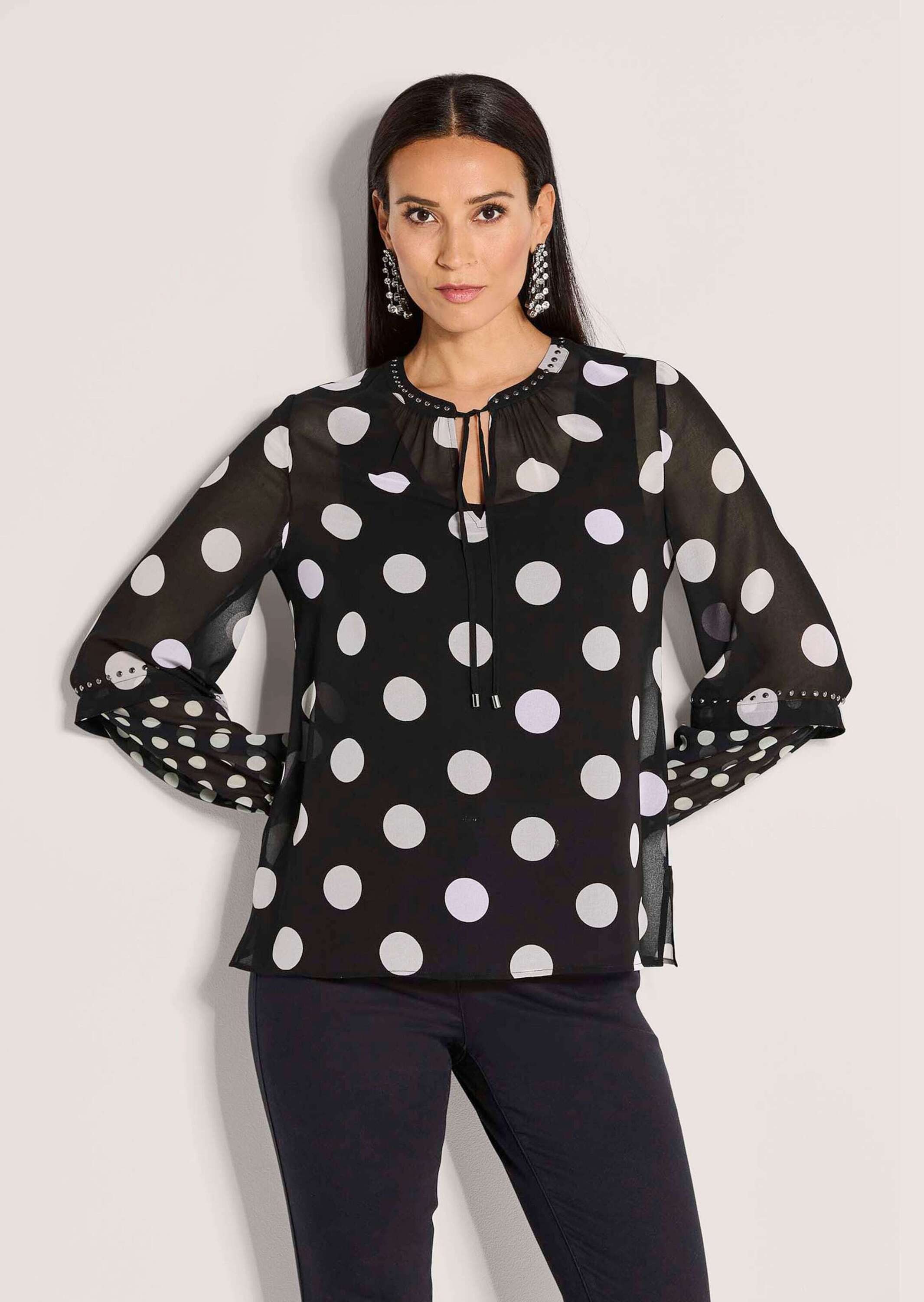 MADELEINE Langarmbluse Elegante Bluse mit Pünktchen-Druck Zart transparent günstig online kaufen