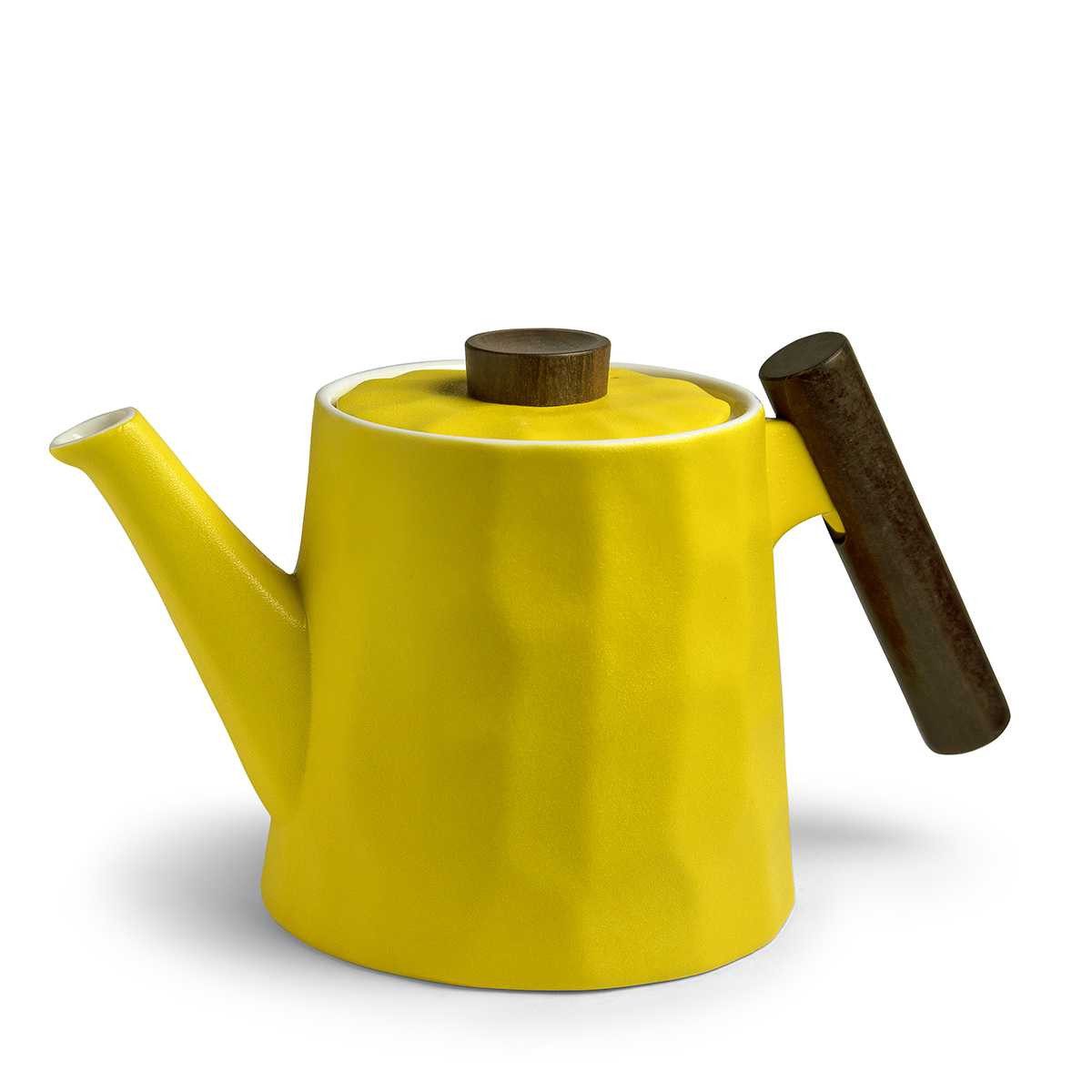 TeaLogic Teekanne Amalfi gelb Porzellanteekanne mit Griff aus Holz 1,2 L, (1-St)