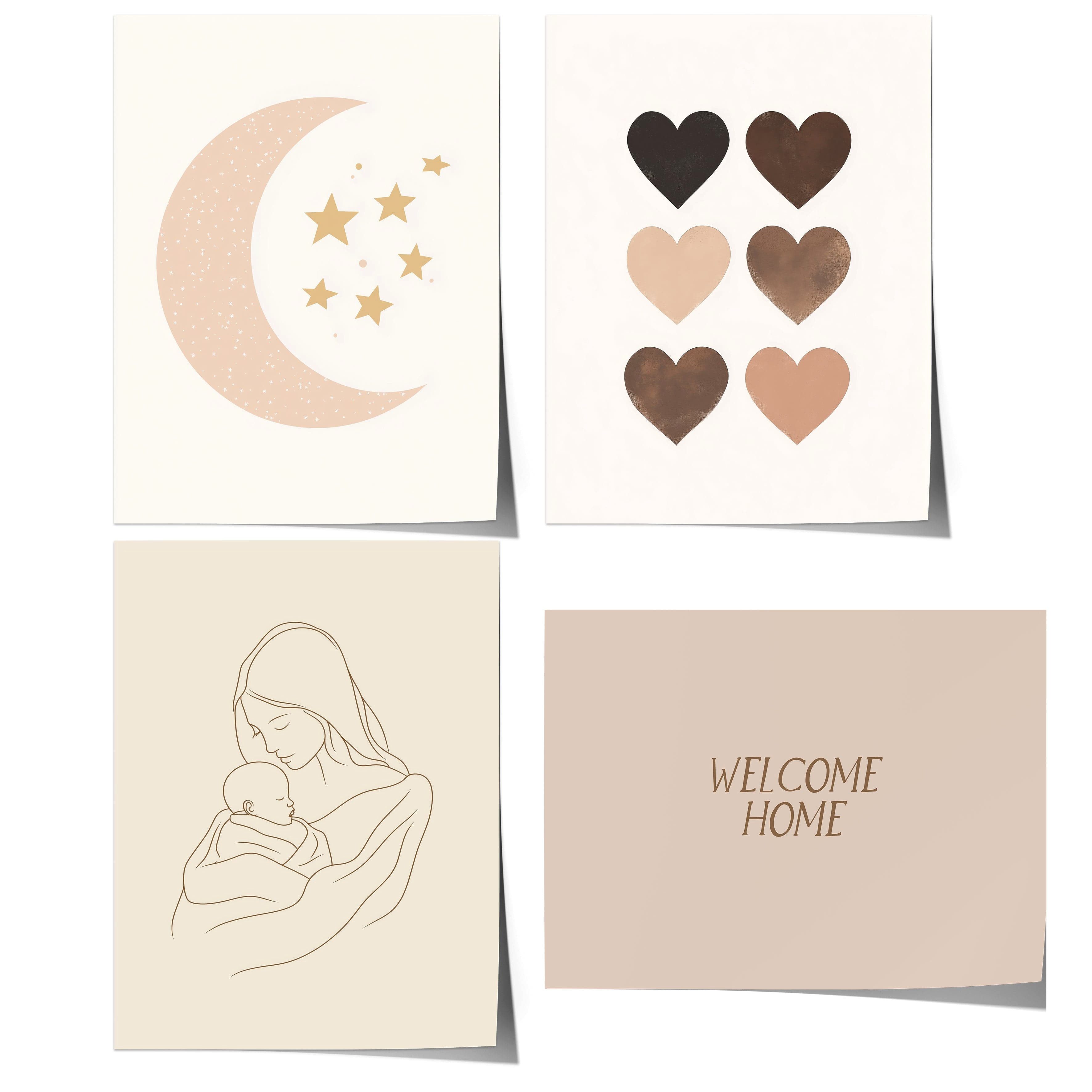 JUSTGOODMOOD Poster BEGE Boho Babyzimmer Geschenkidee für Kinder Babyzimmer Deko Modern Ab, A (1 St)