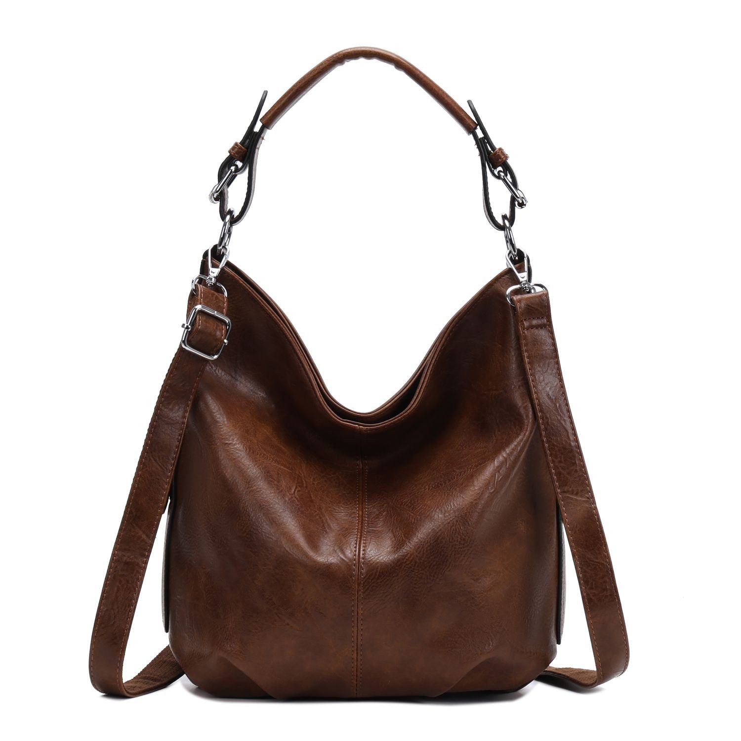 ITALYSHOP24 Schultertasche DAMEN TASCHE Hobo Bag Umhängetasche Crossbody Shopper Leder Optik (Spar-Set: Henkel Tasche mit Schultergurt, Workbag Leder Optik, 2-tlg., mit Henkel und Schultergurt), City Bag Damentasche CrossBag Freizeit Henkeltasche Reise Ab