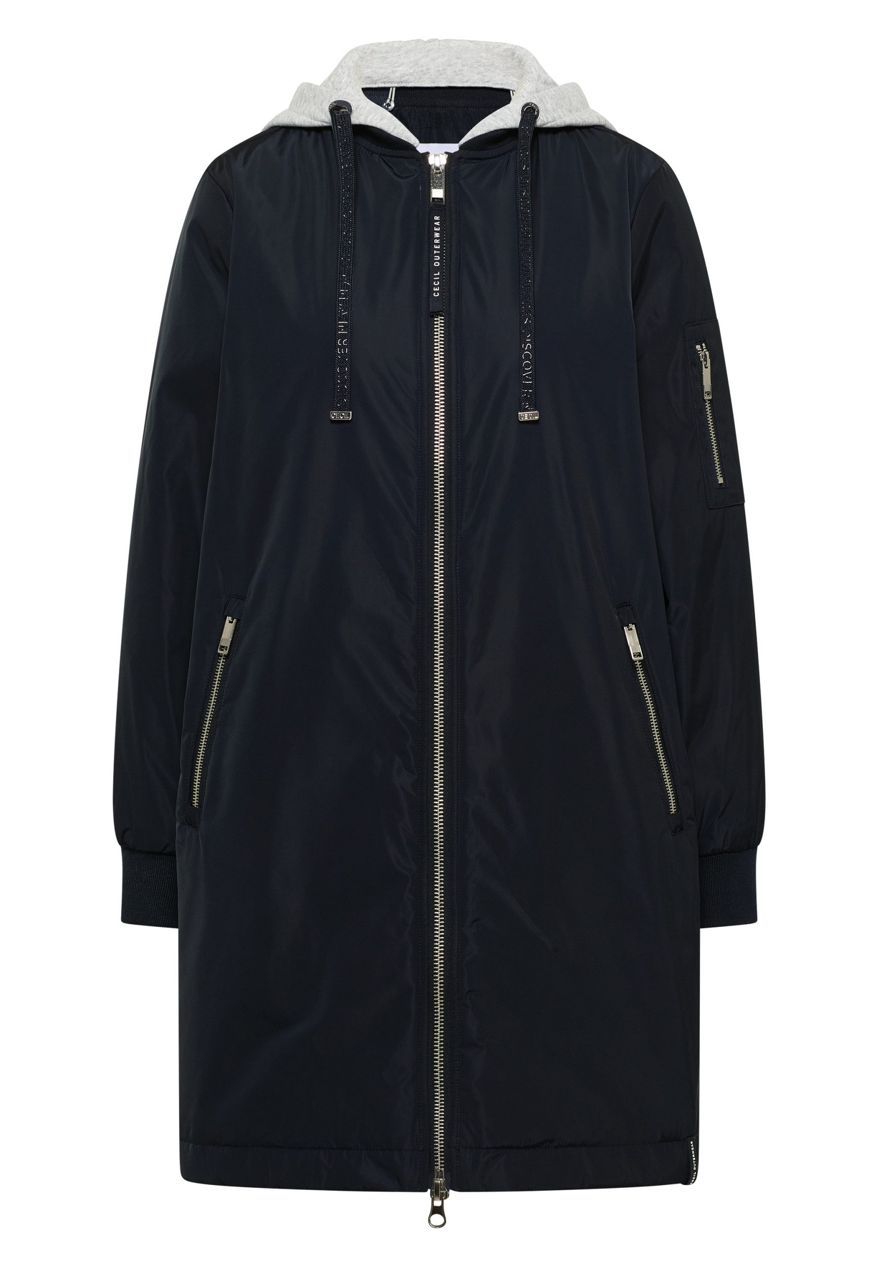 CECIL Langmantel Long Blouson with sweat hood, blue navy