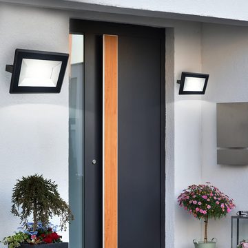 V-TAC Flutlichtstrahler, LED-Leuchtmittel fest verbaut, Neutralweiß, 50W LED Außen Strahler schwarz ALU Garten Beleuchtung Haus